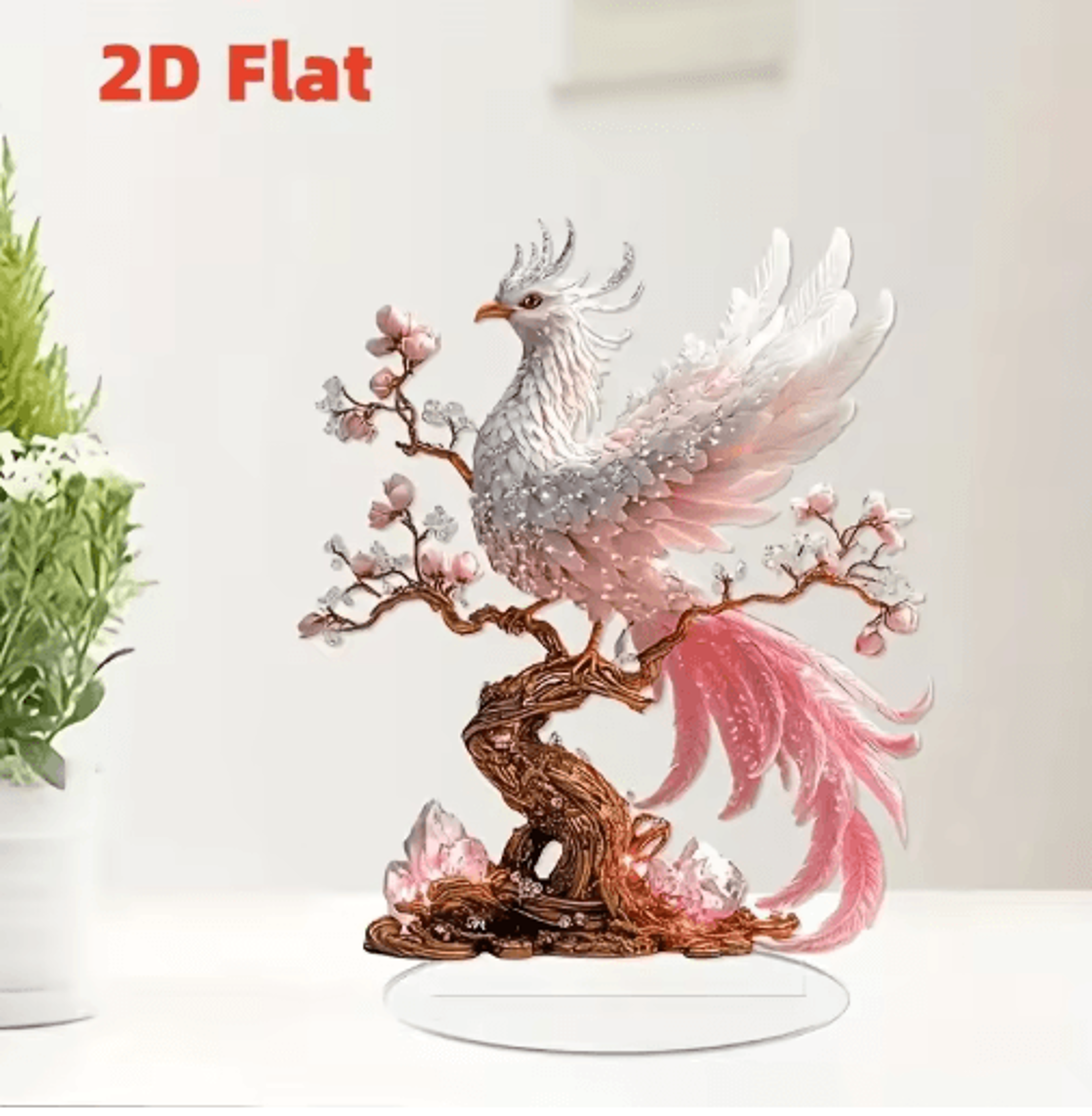 crystal phoenix statue elegant feng shui desk decor & lucky gift ornament