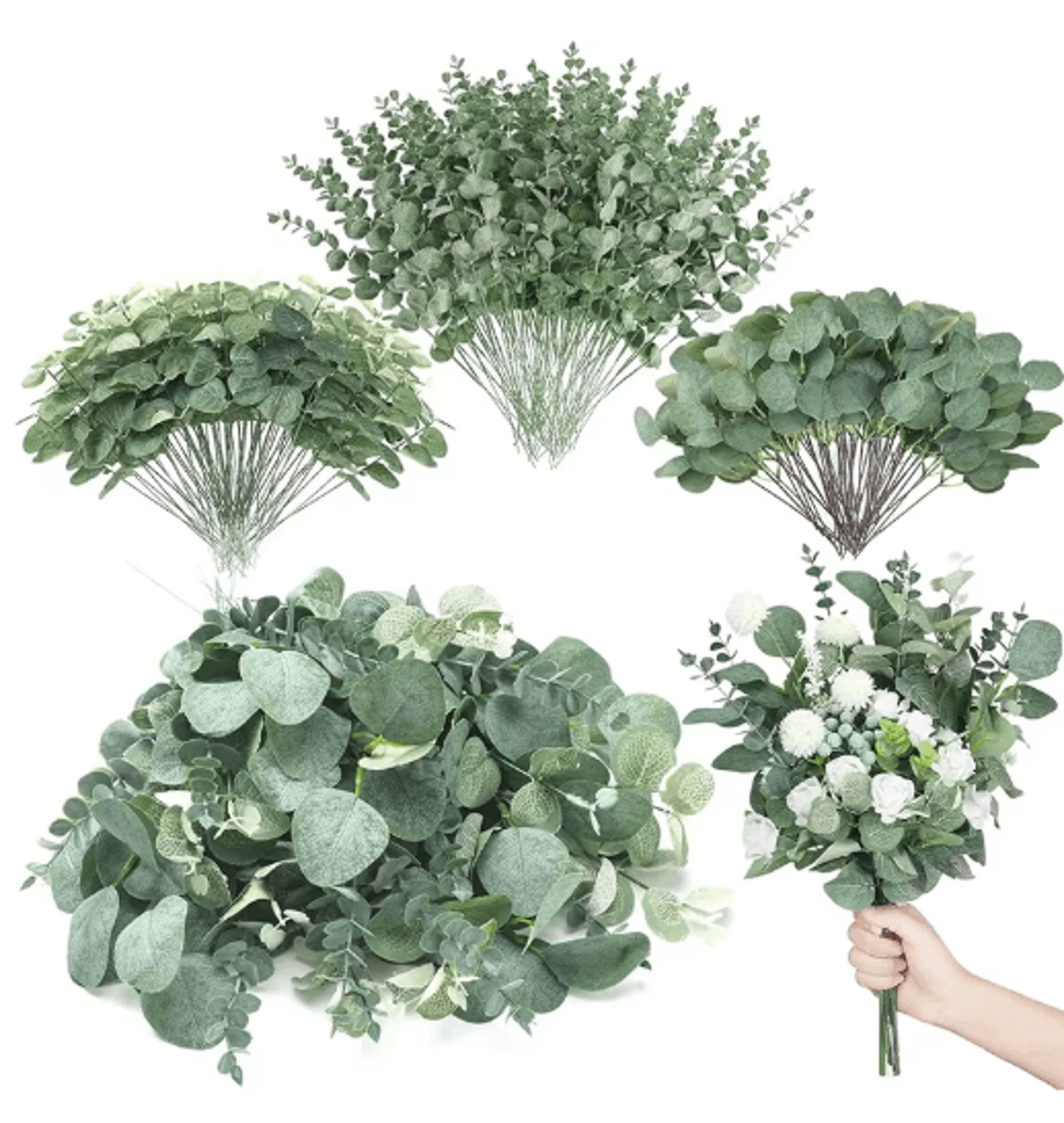 everfresh artificial eucalyptus leaves lifelike greenery stems for bouquets & decor