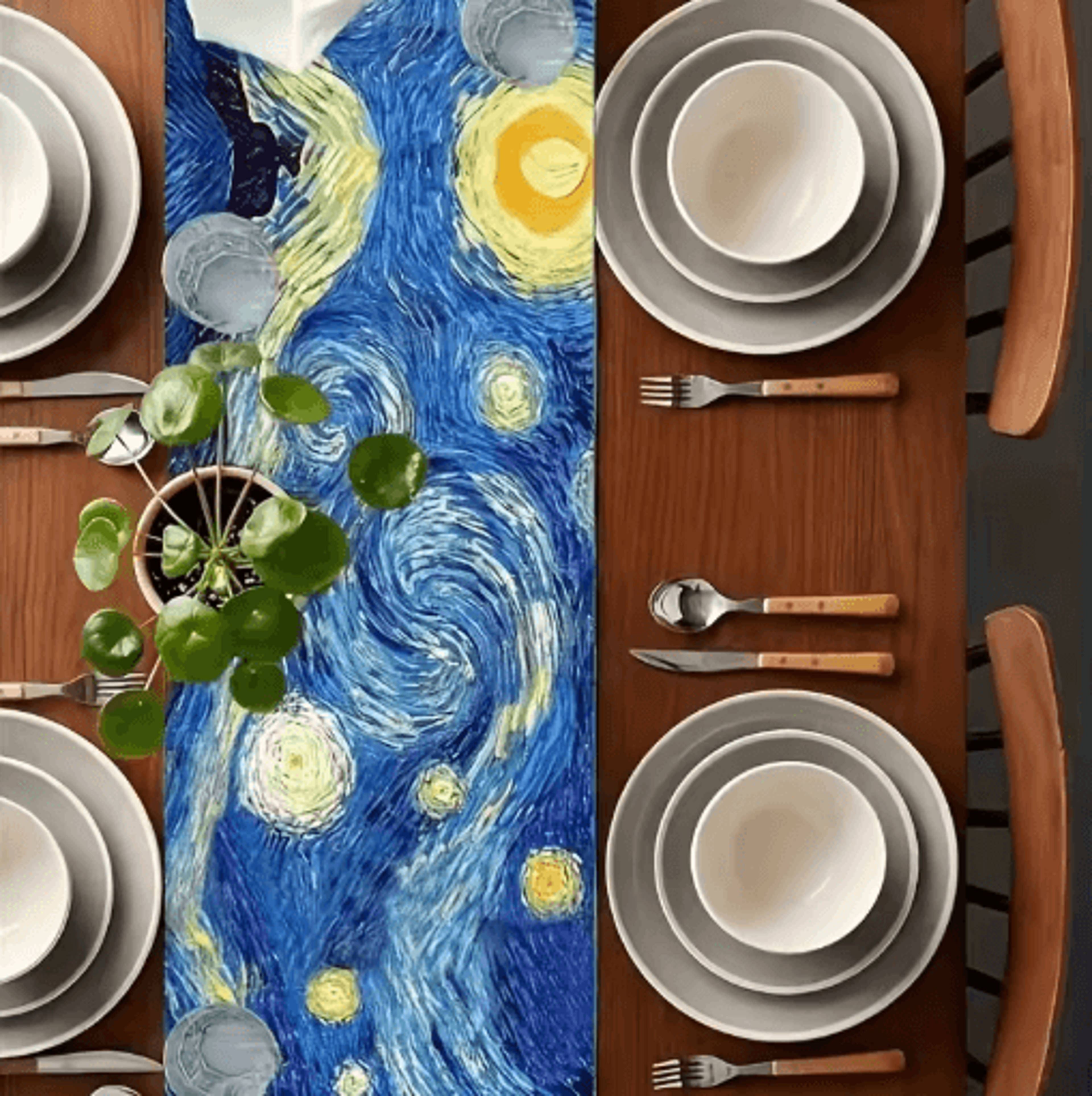 vikama starry night table flag van gogh art dining table decor
