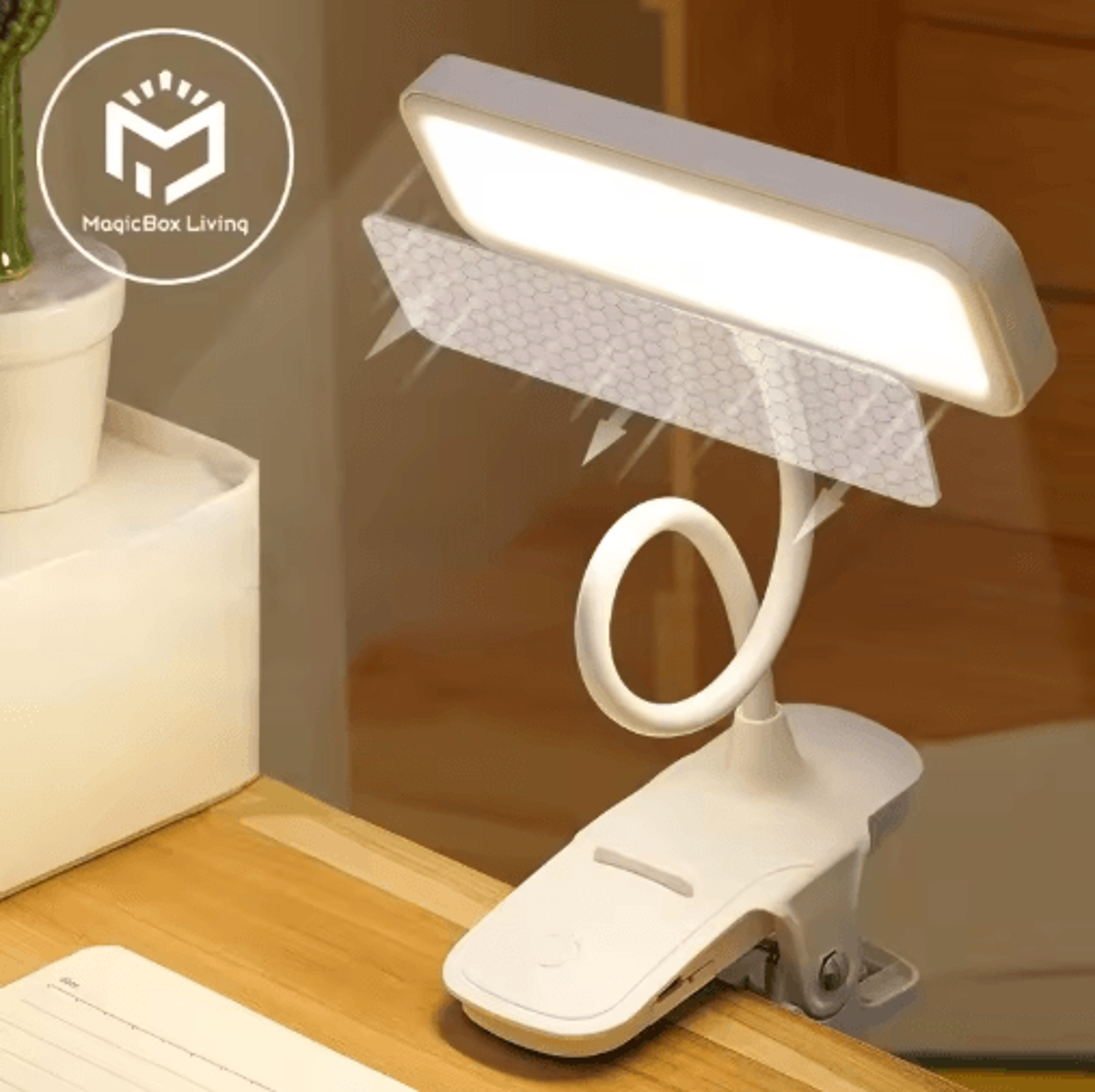 flexiglow led desk lamp usb rechargeable clip on reading light with eye care