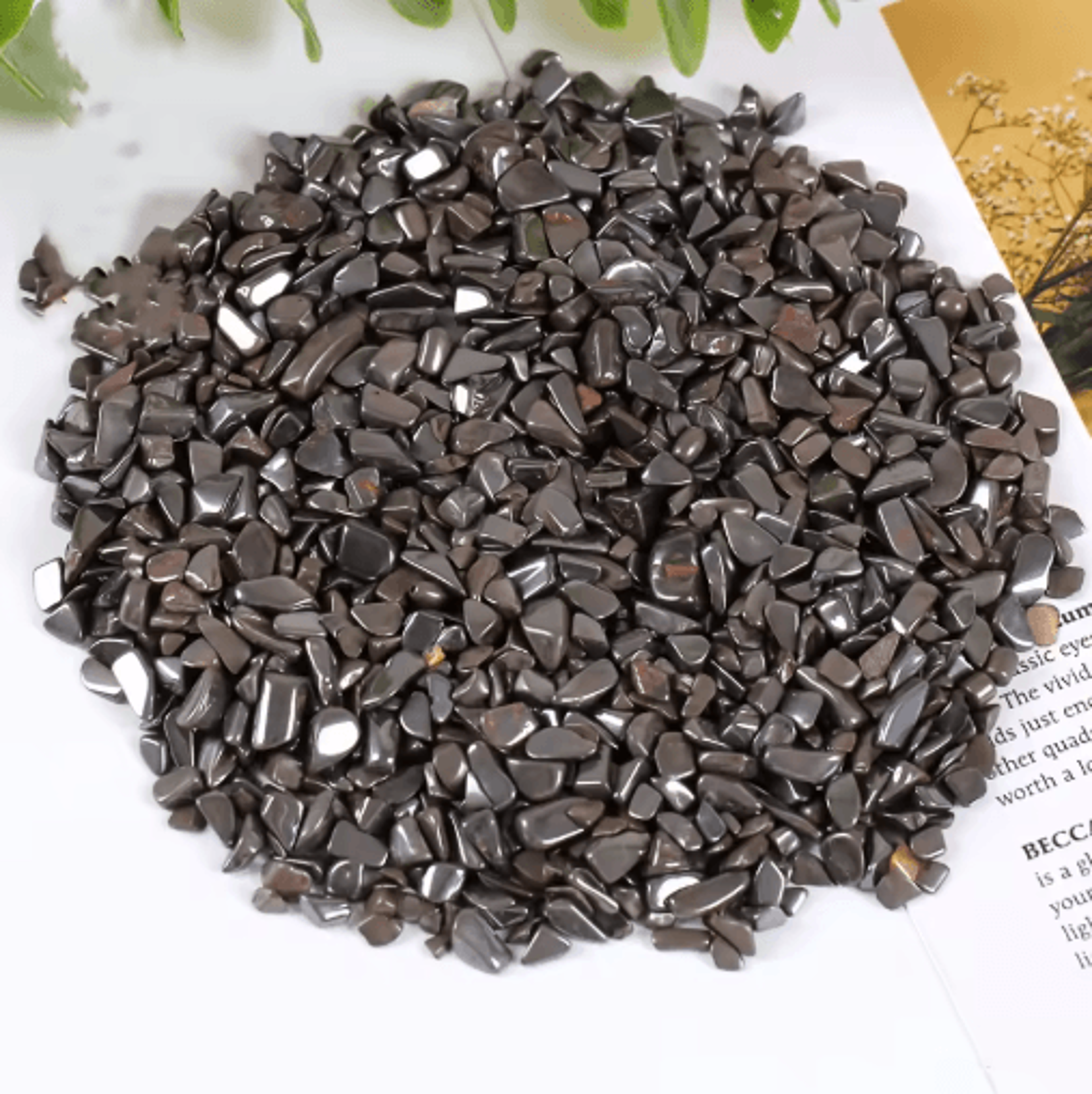 obsidianshine hematite crystal chips polished stones for decor & crafting