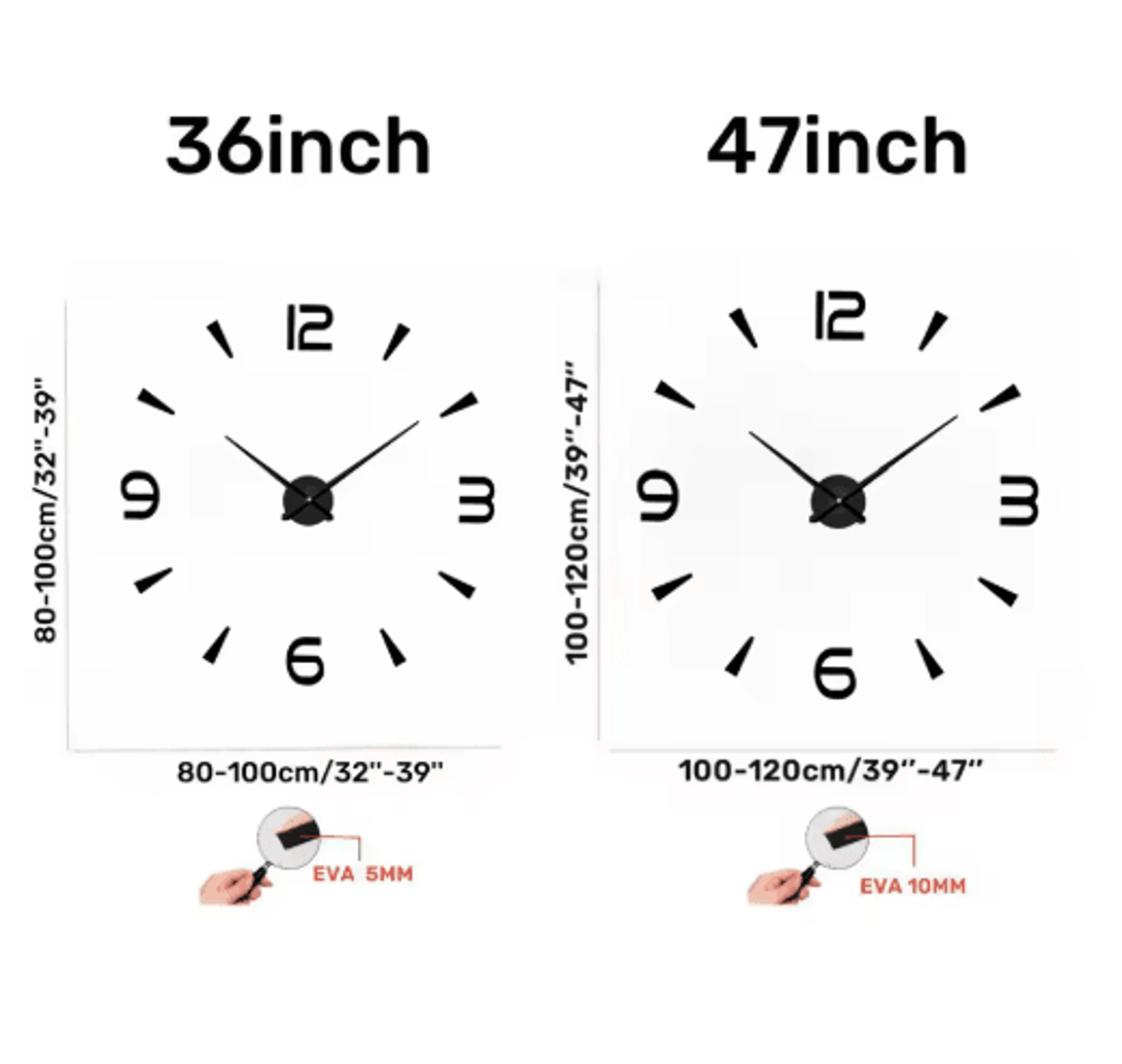 large 3d diy wall clock – luminous silent wall clock stickers for modern living room decor