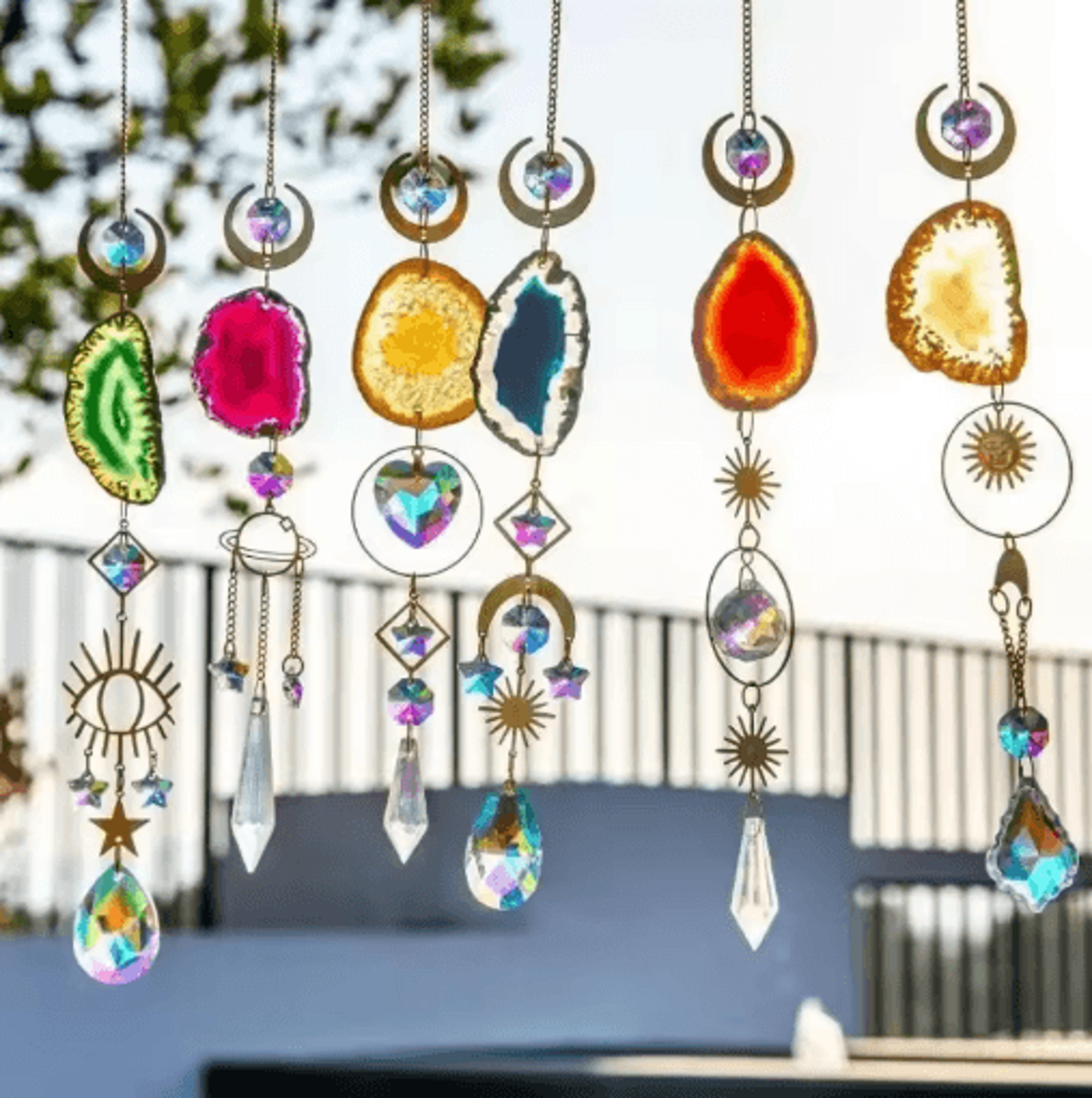 sun & moon crystal suncatcher rainbow prism hanging window decor for home & garden