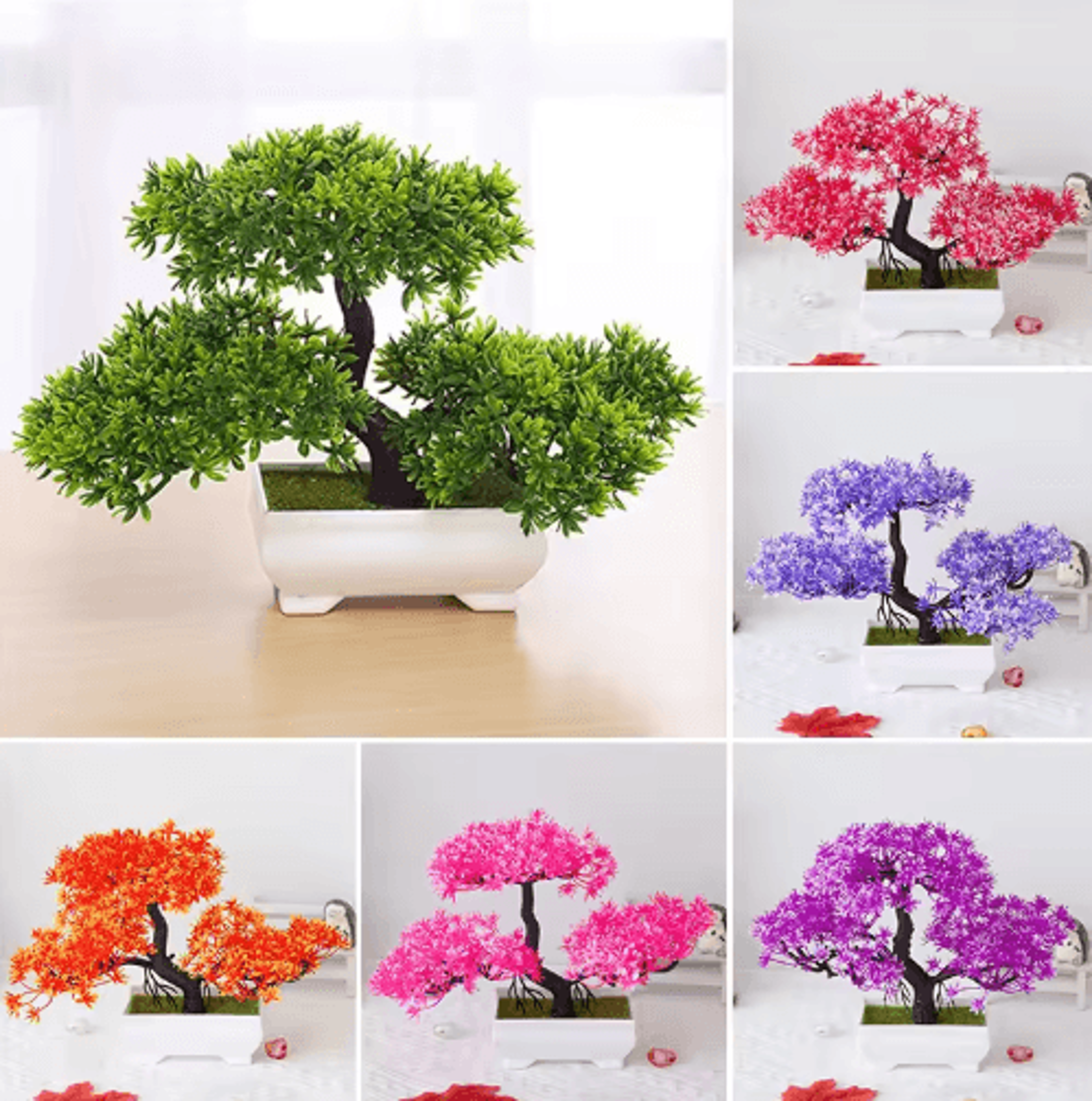 artificial bonsai plant mini potted tree for desk & home decor
