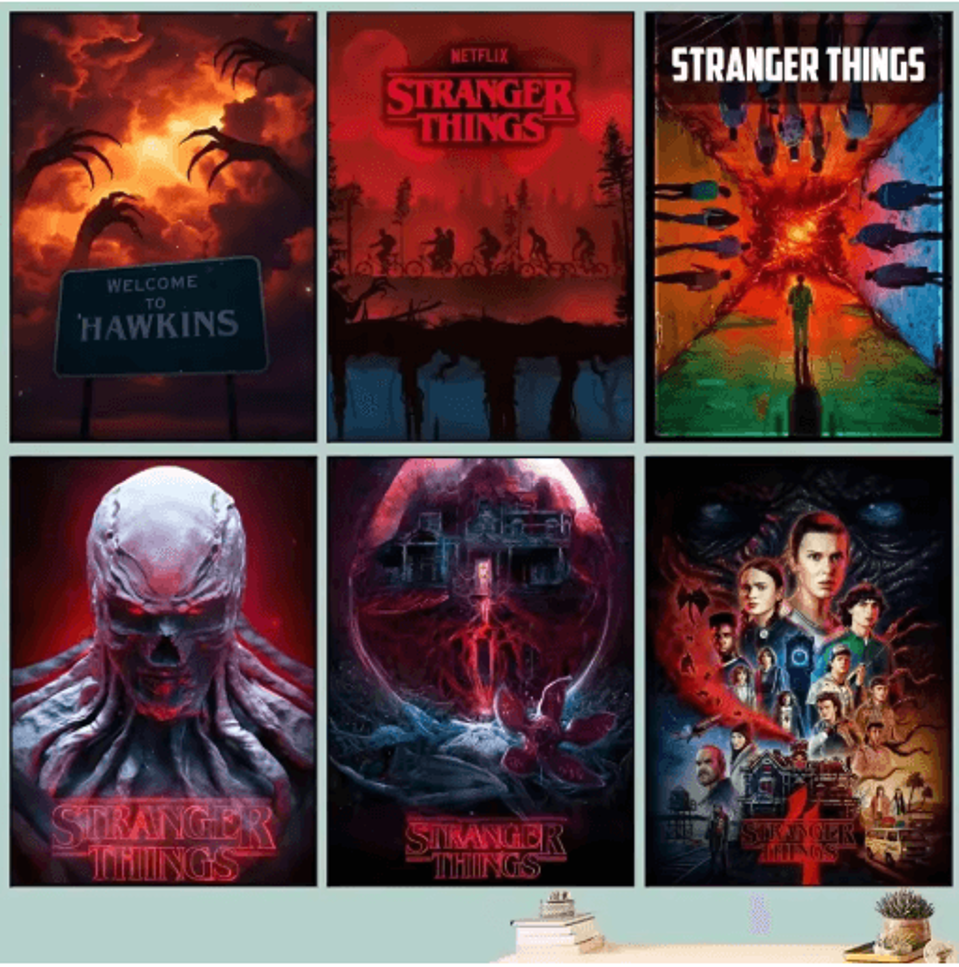 stranger things canvas poster retro tv series wall art for home & cafe decor