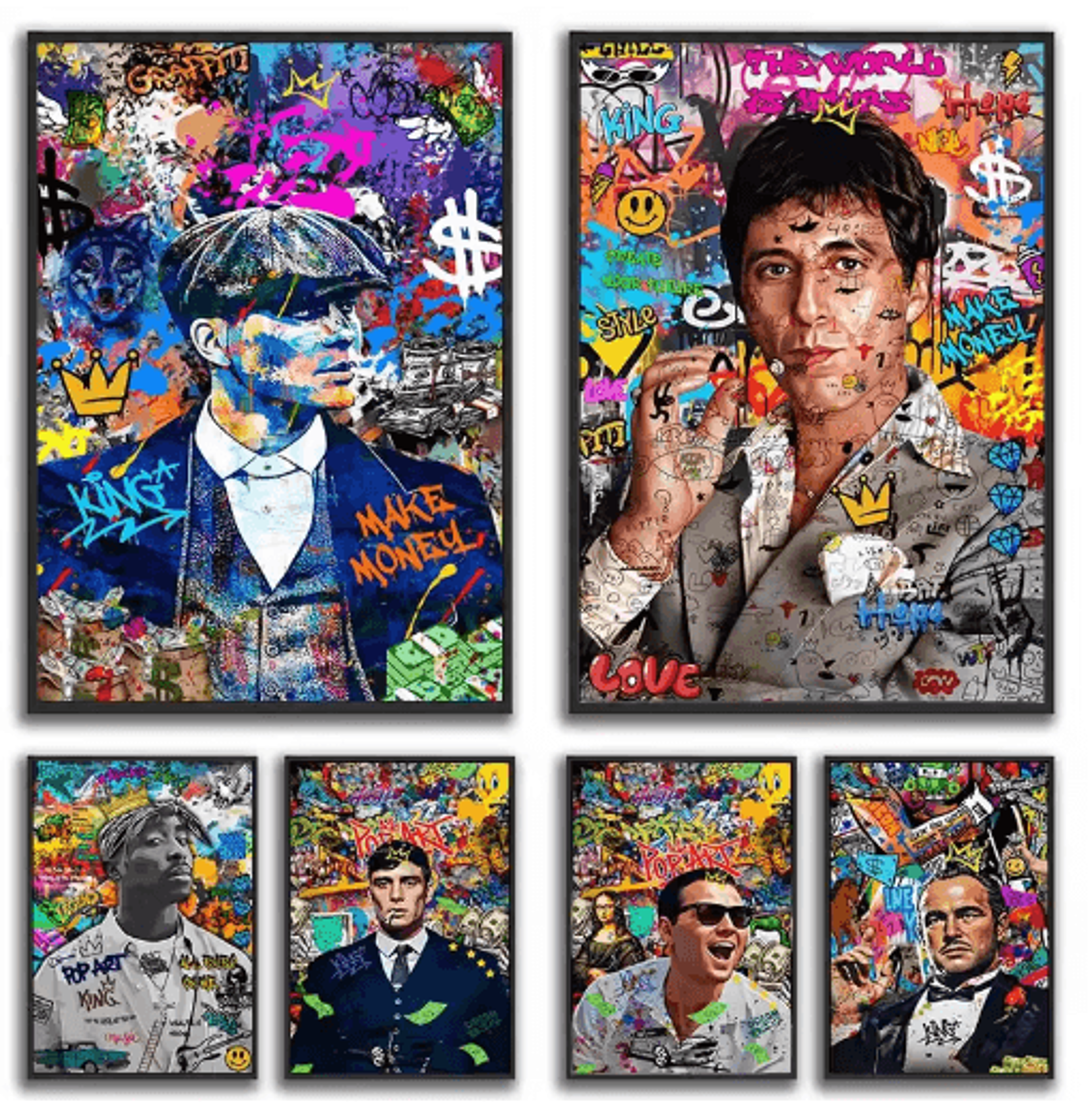 80s gangster graffiti wall art – retro urban street canvas poster