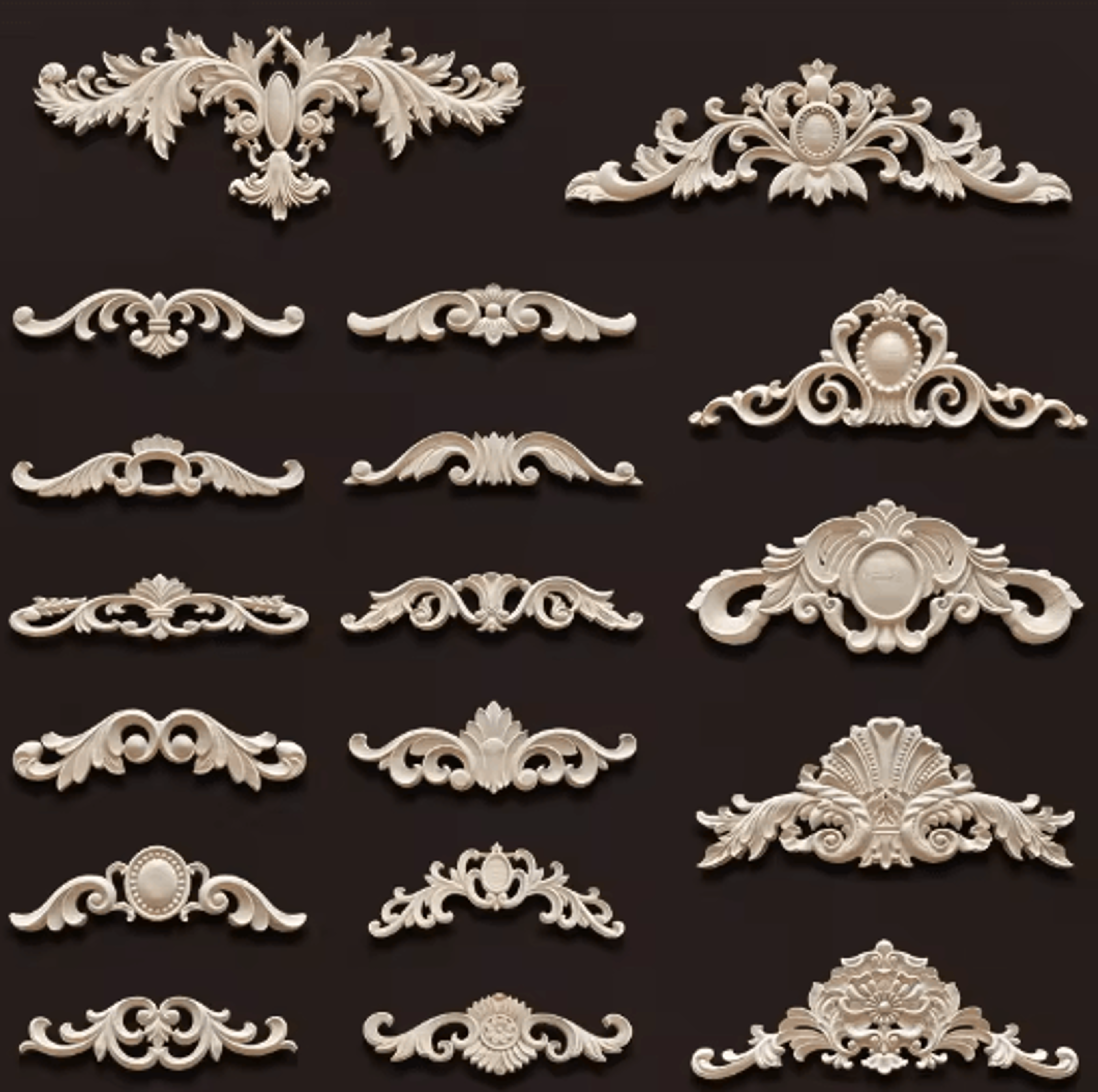 antique wood carving appliques decorative wall & furniture onlays mouldings