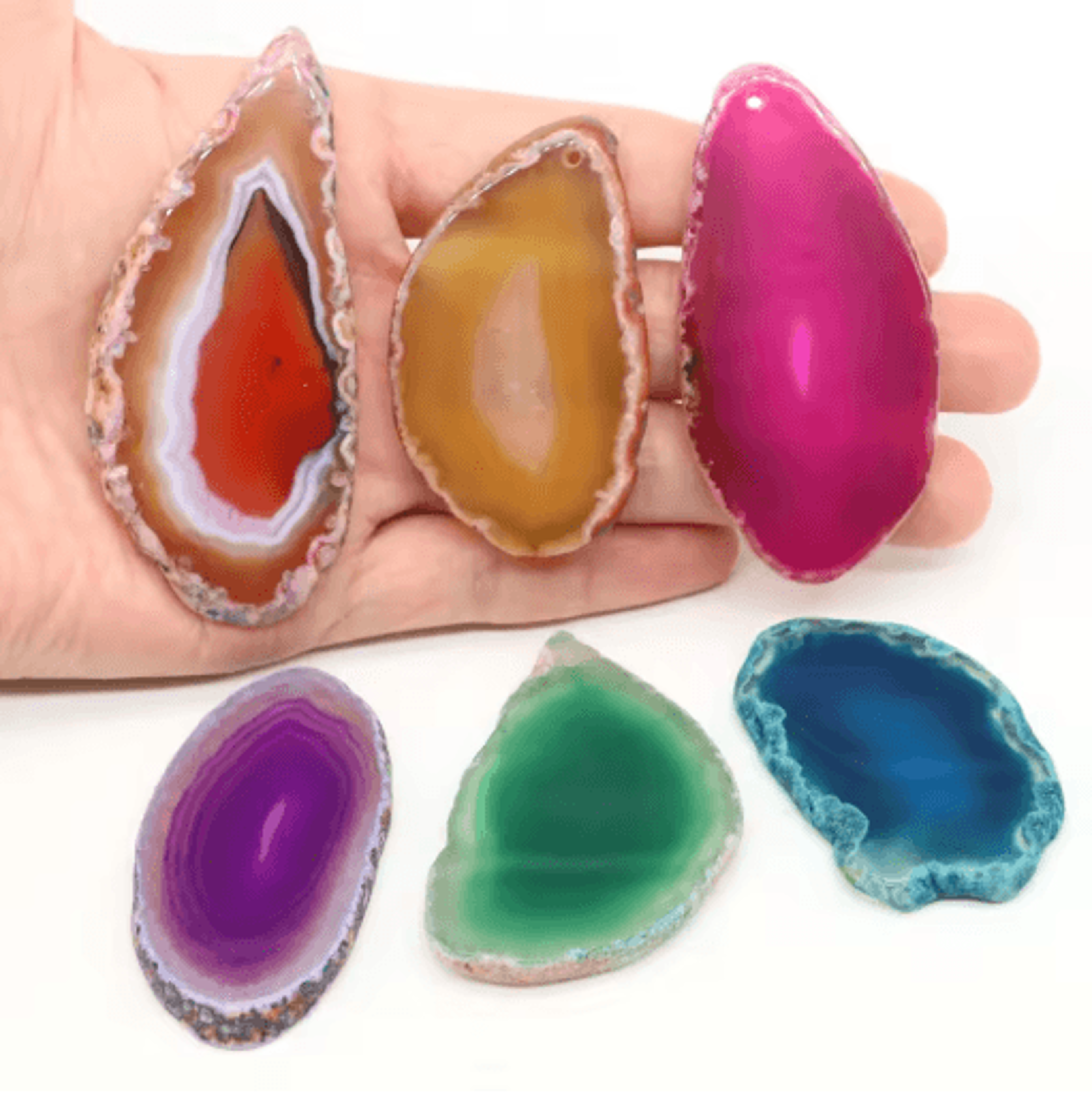 natural onyx agate geode slice crystal pendant & healing decor stone