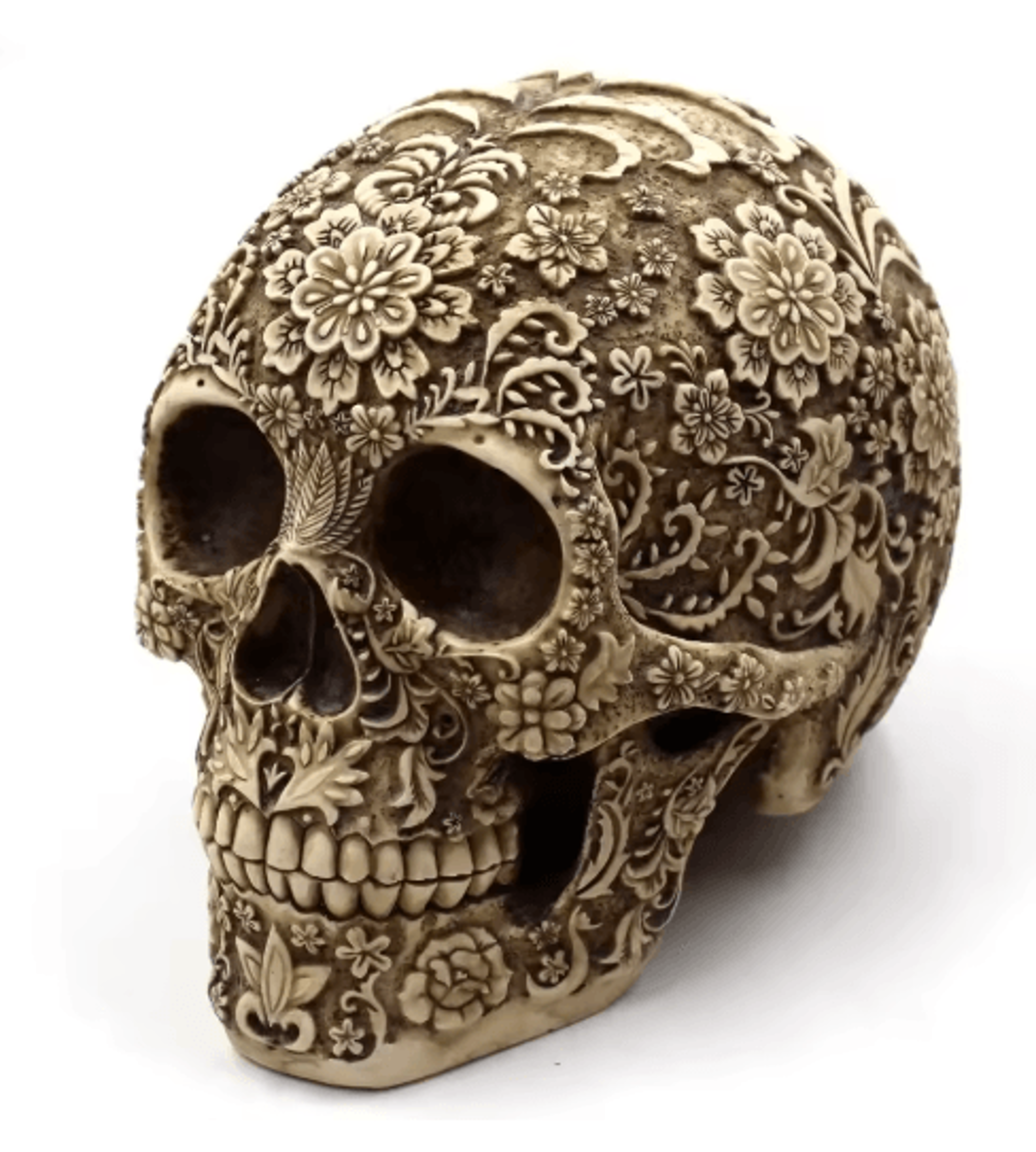 artistic resin skull sculpture with plum blossoms creative home & garden decor