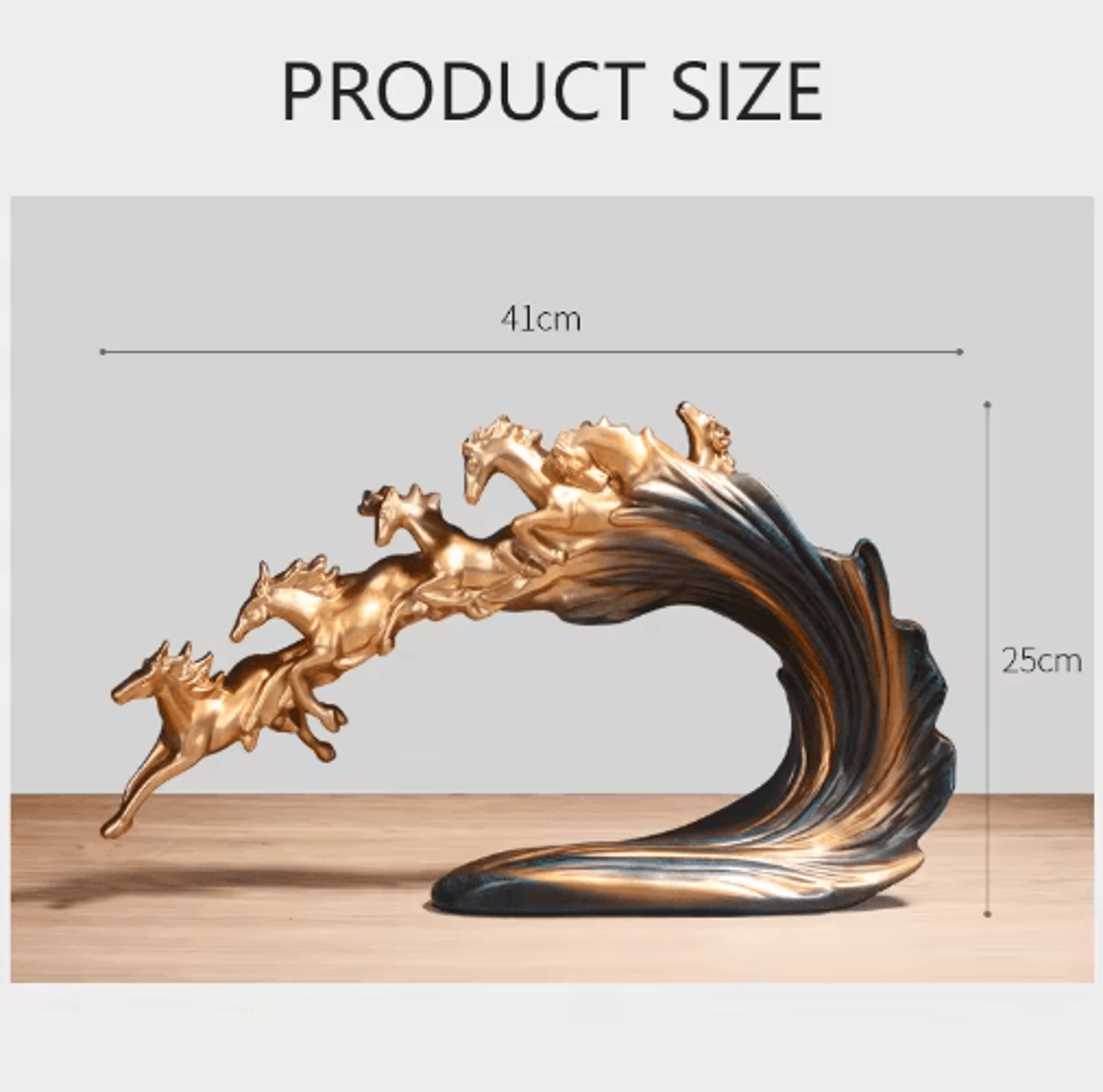 golden herd horse figurine – luxury resin desk & wine cabinet decor