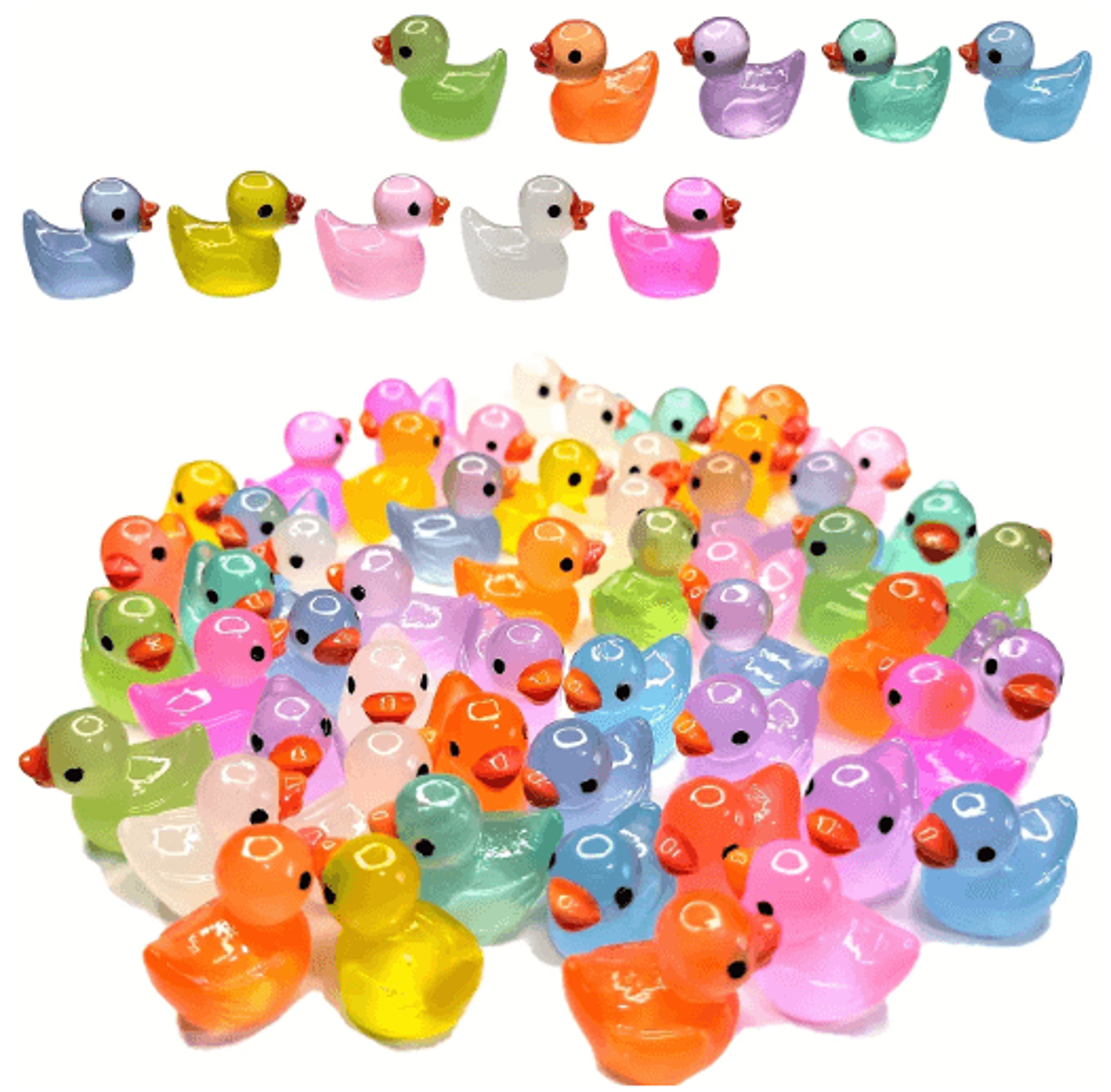 glowing mini duck figurines set – resin fairy garden & micro landscape decor