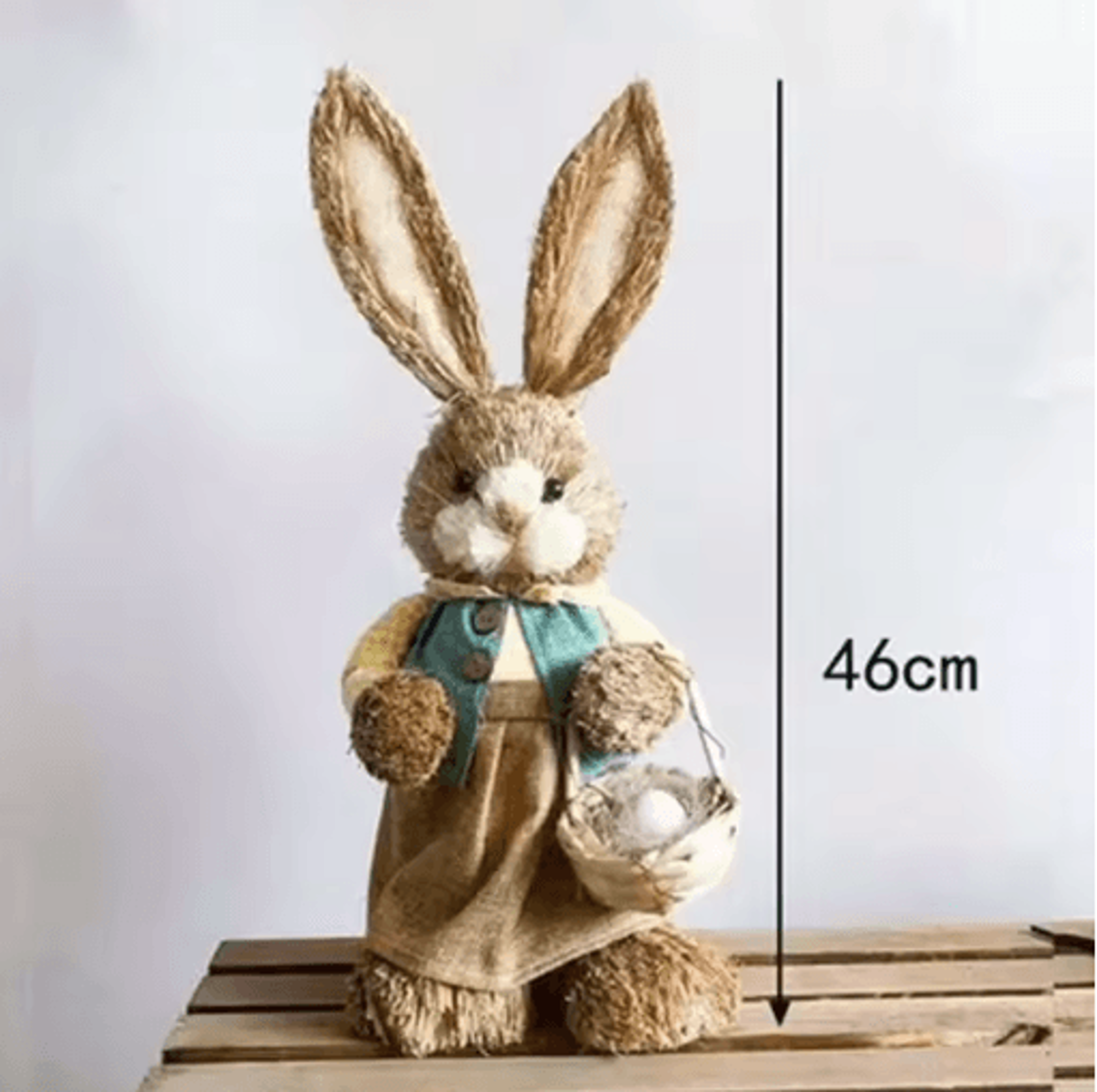 46cm straw bunny decoration – woven easter rabbit yard & home decor