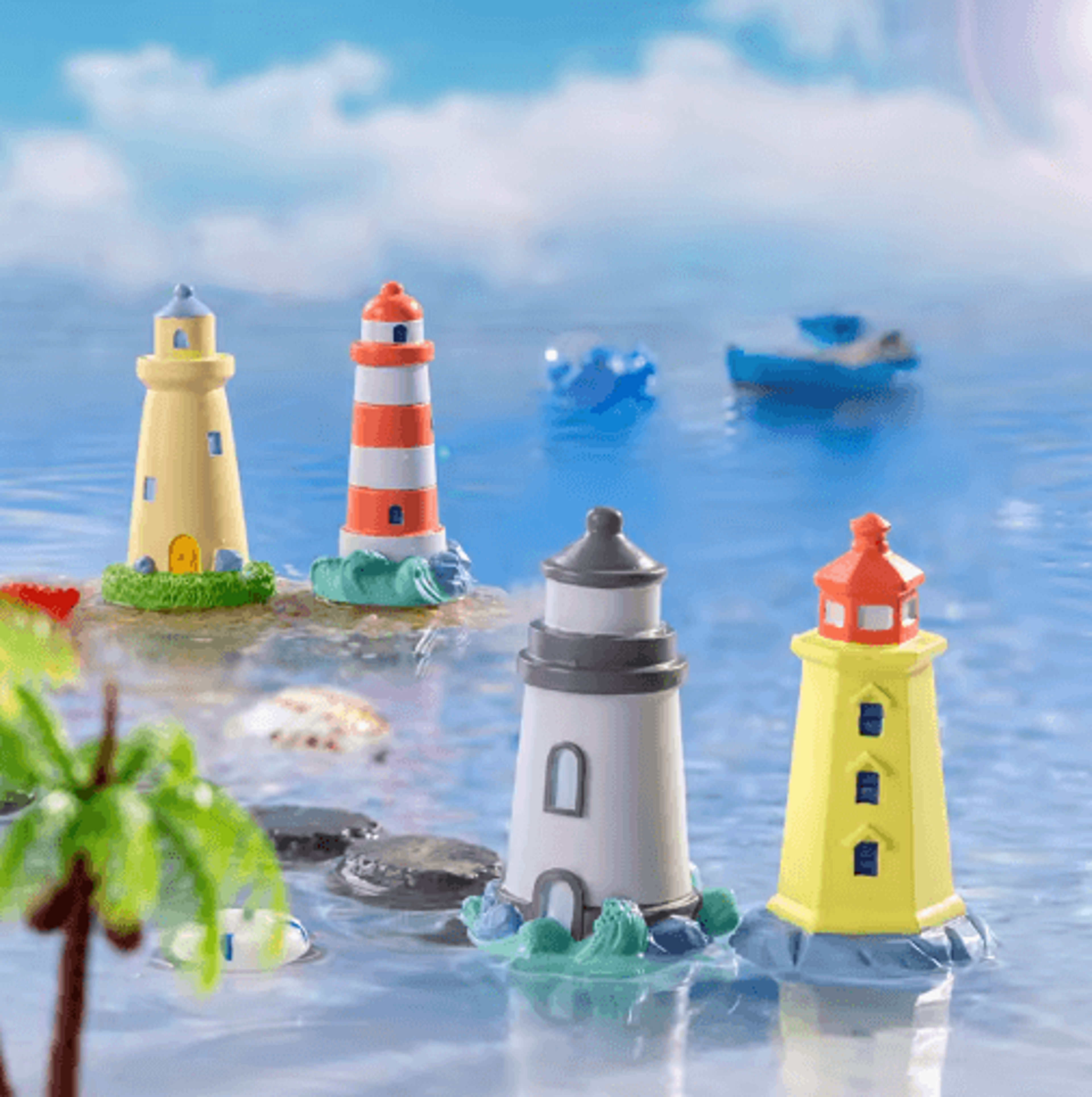 mini ocean lighthouse figurine set resin coastal decor for fairy garden & diy landscapes