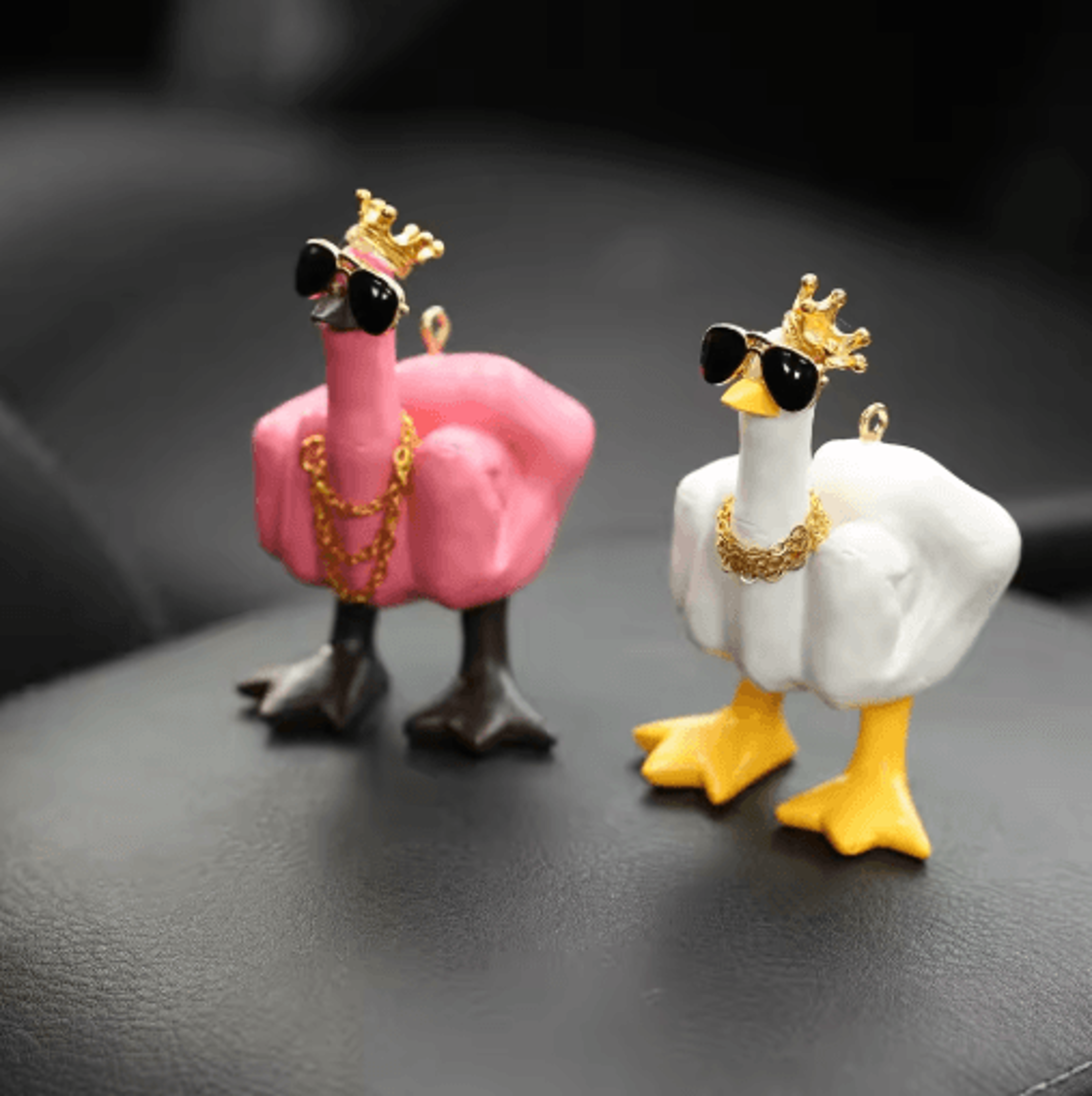 funny duck figurine with glasses cheeky middle finger desk decor