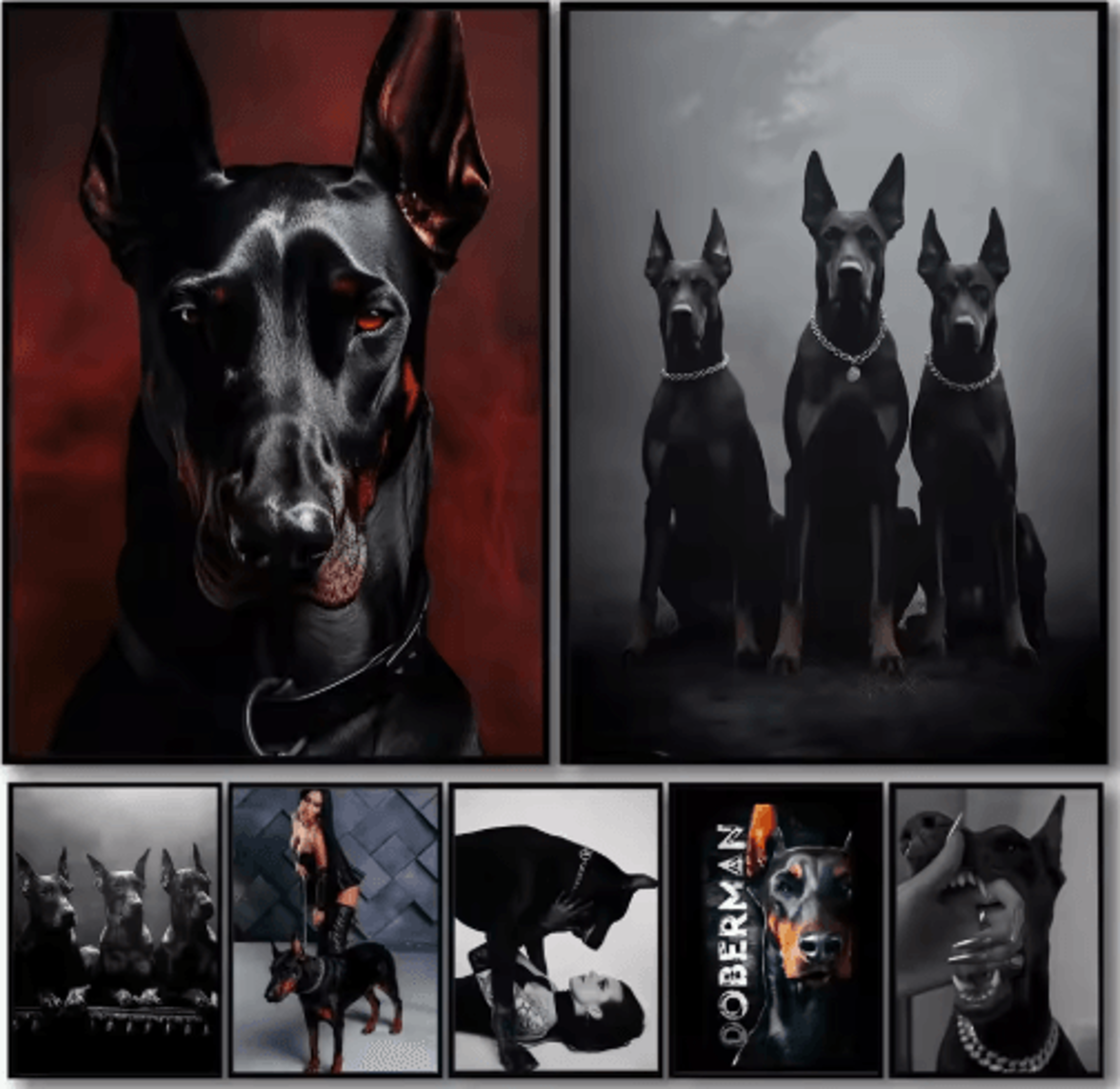 doberman & woman canvas art modern dog portrait wall decor for stylish homes