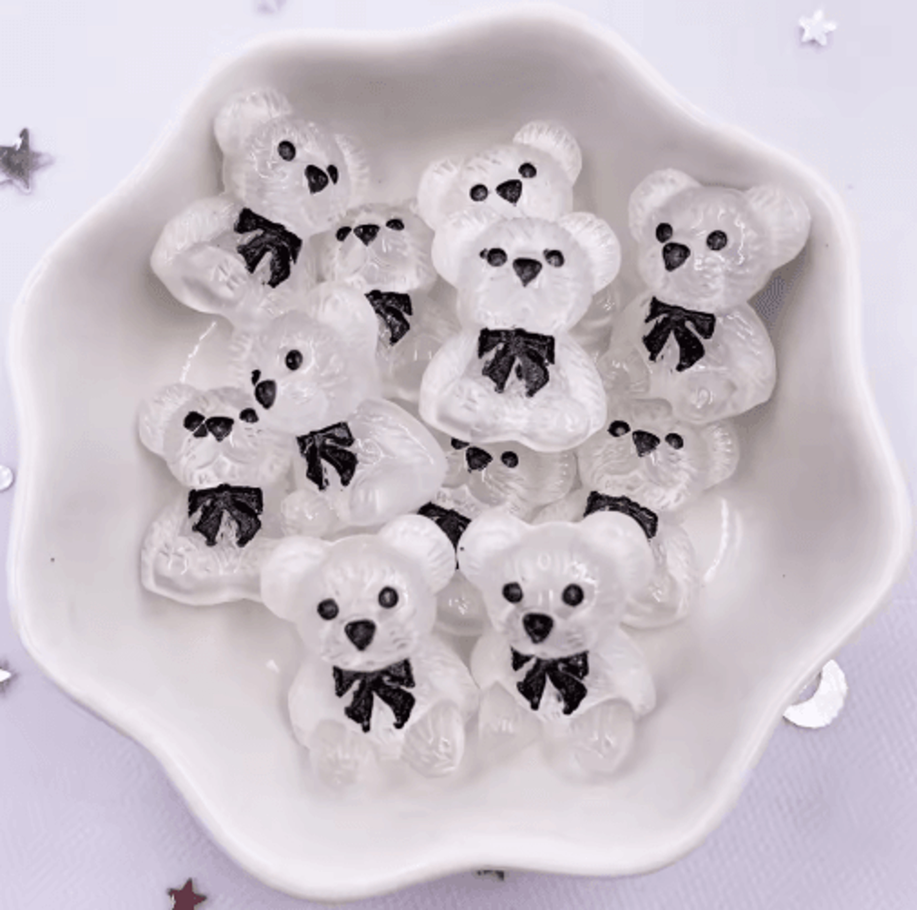 kawaii colorful bear resin figurines set mini craft embellishments 10pcs