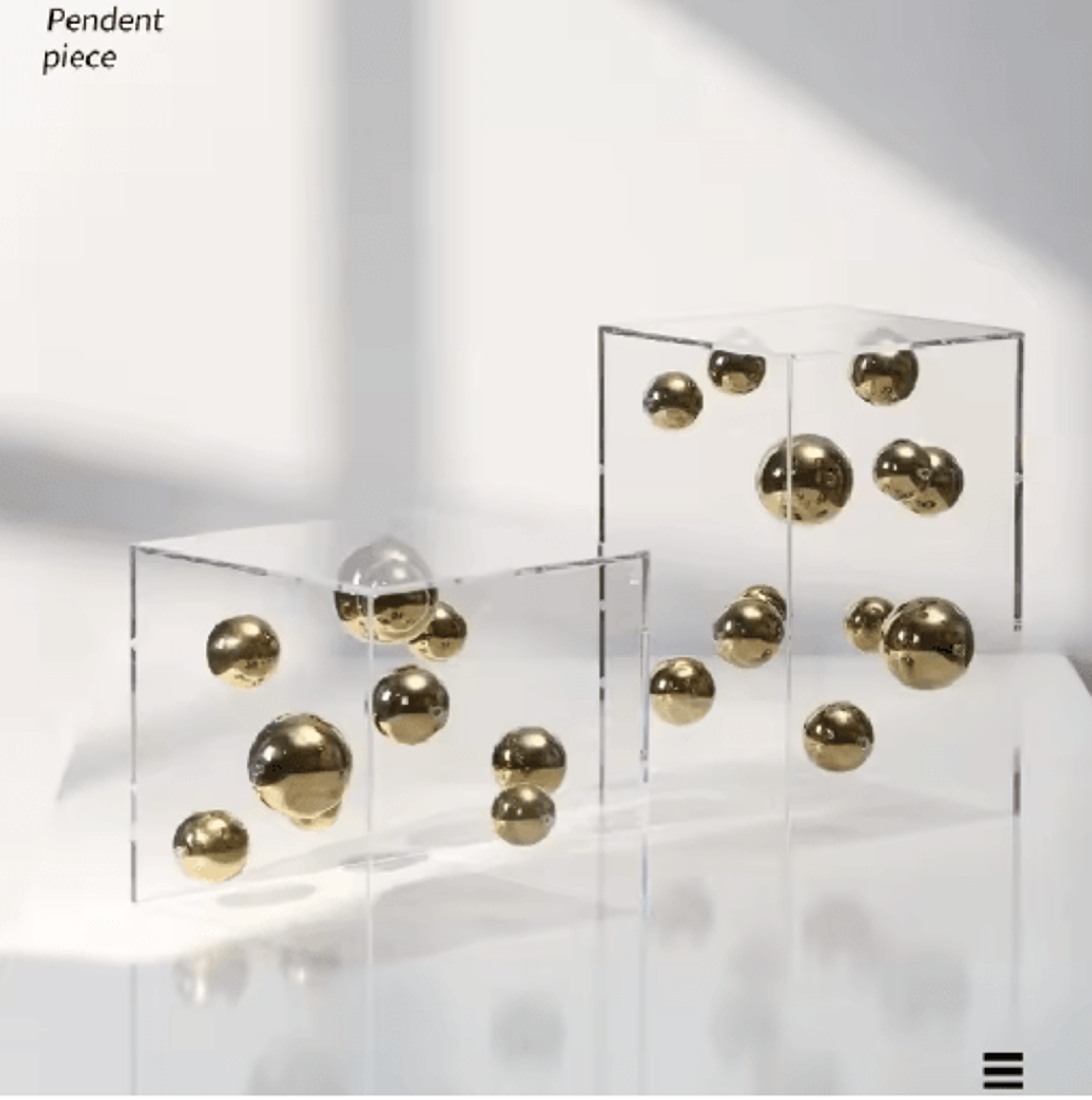 geometric metal ball sculpture in acrylic display box modern minimalist desk decor