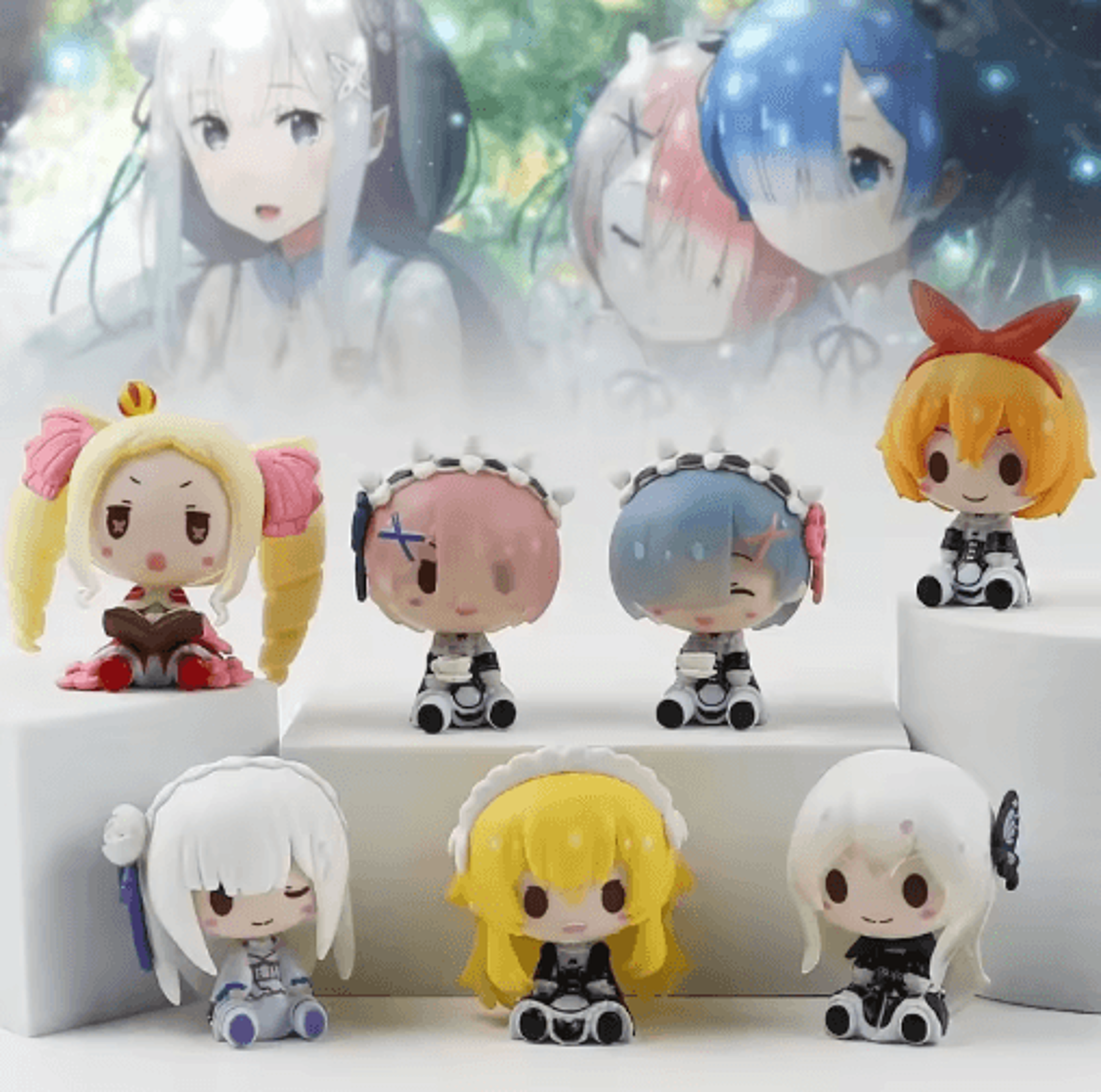cute re zero rem figure – mini emilia & ram pvc anime desk figurine