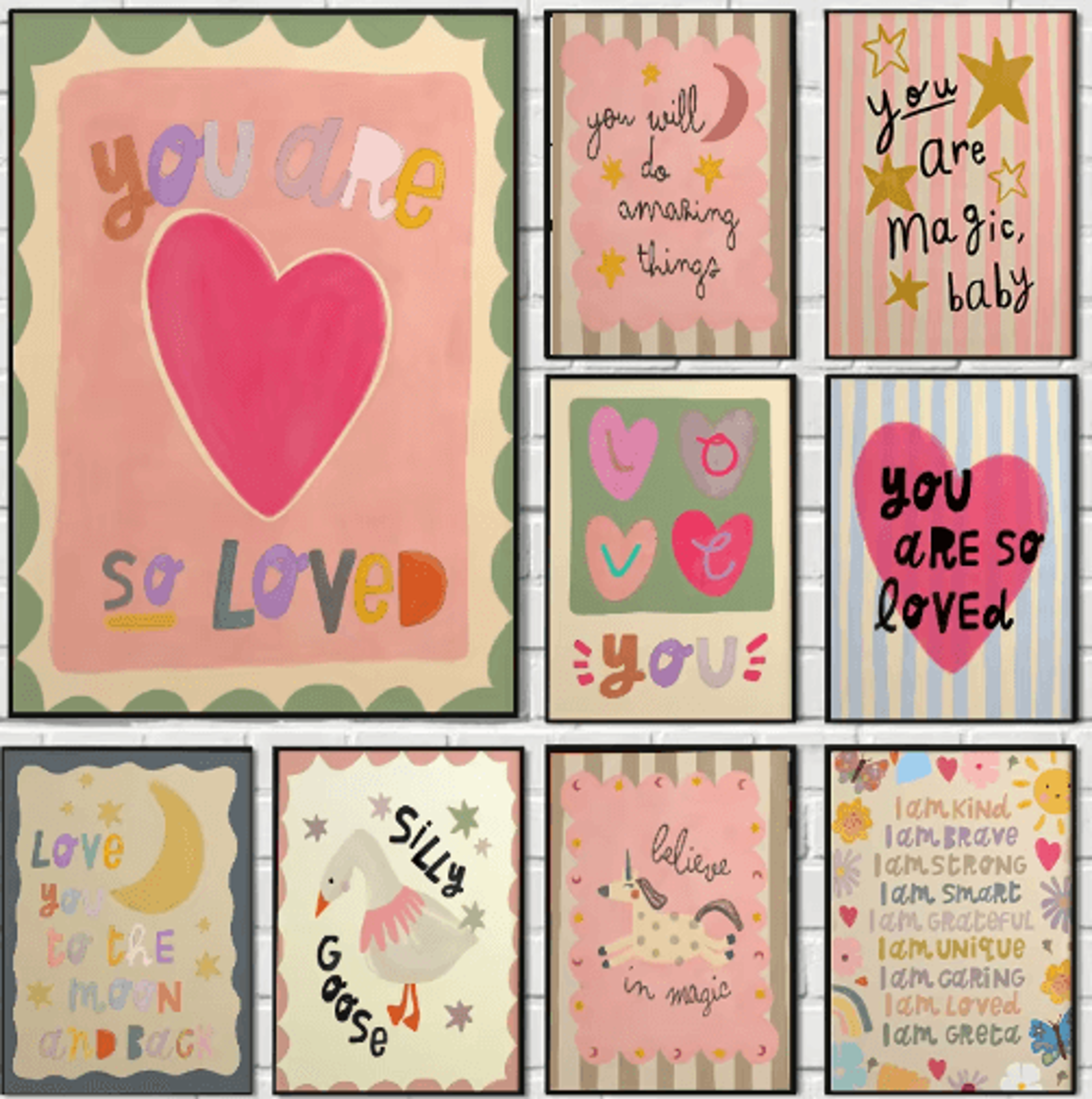 magical unicorn nursery wall art – inspirational quote canvas prints for kids room