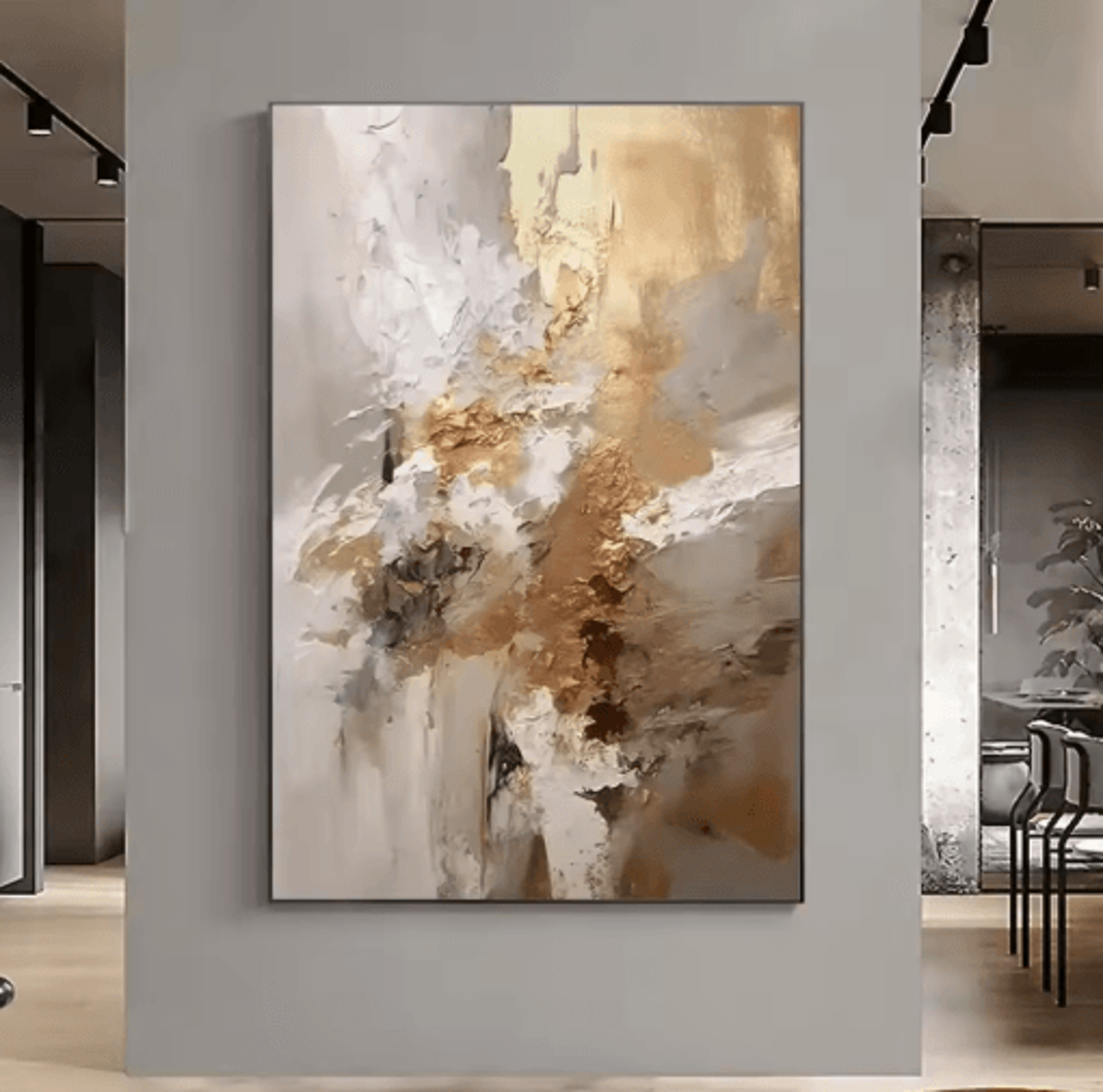 large abstract texture wall art handmade gold minimalist canvas painting