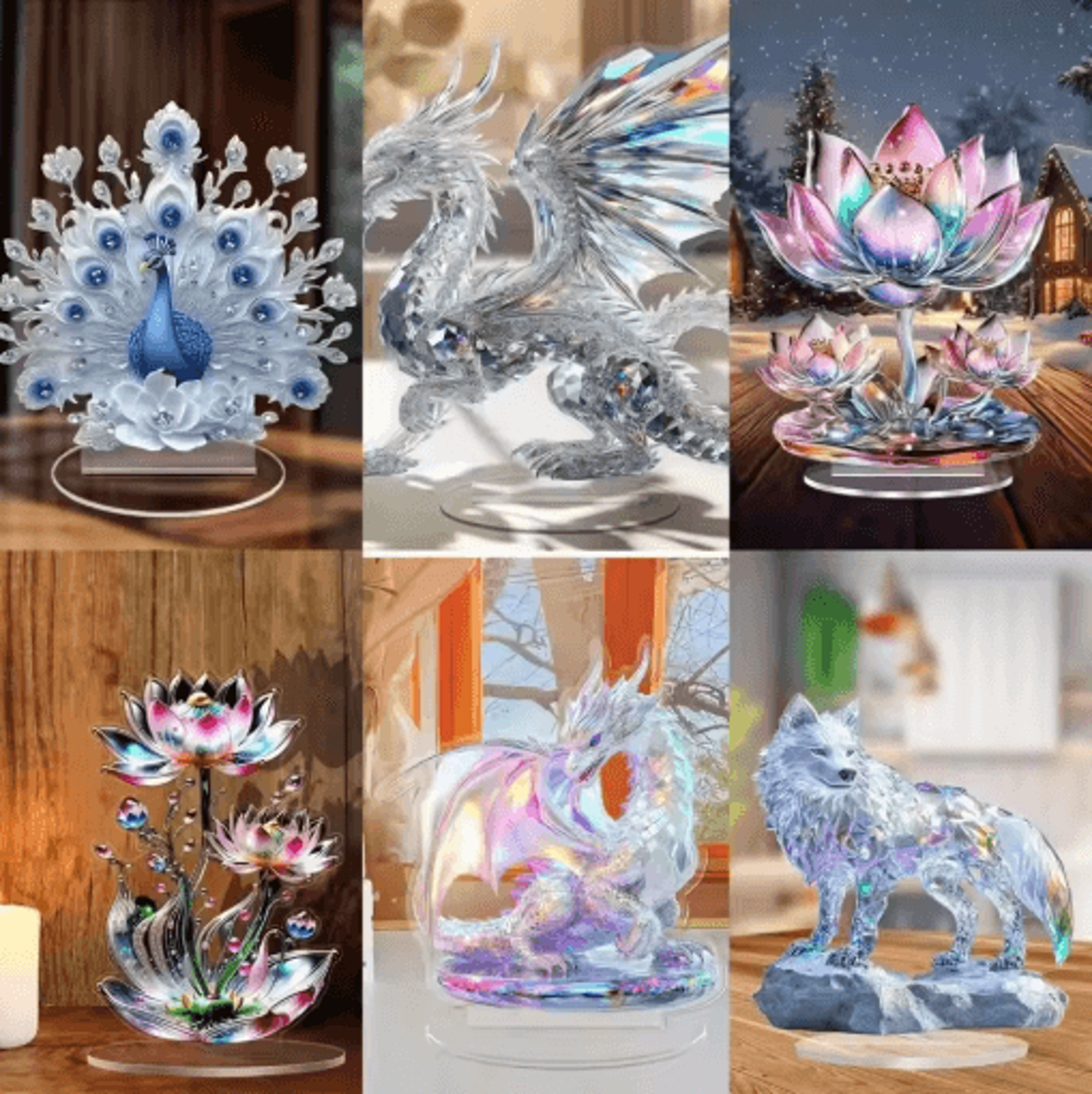 acrylic crystal dragon figurine sleek fantasy desk decor & gift collectible