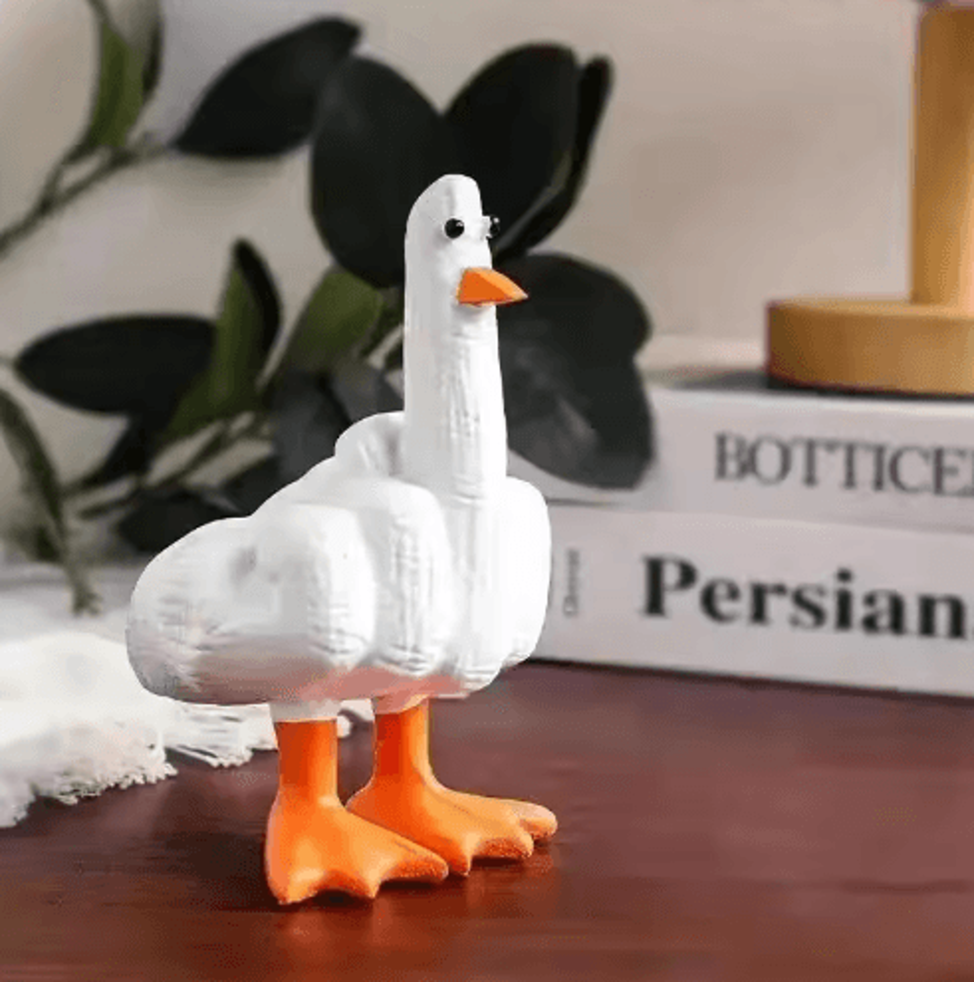 funny middle finger duck statue quirky resin desk & home decor