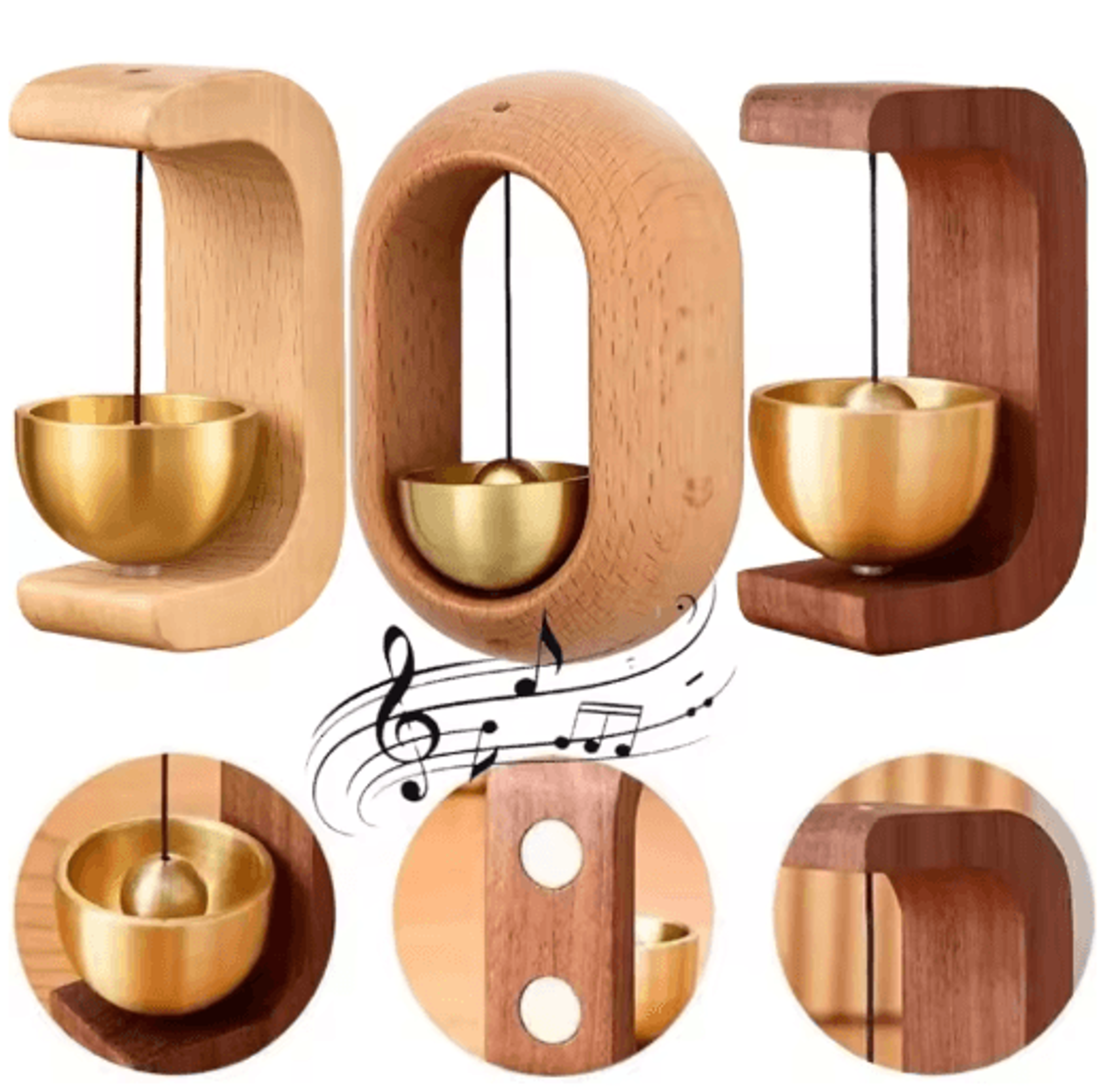 magnetic wooden door bell chime – beech wood hanging entry bell