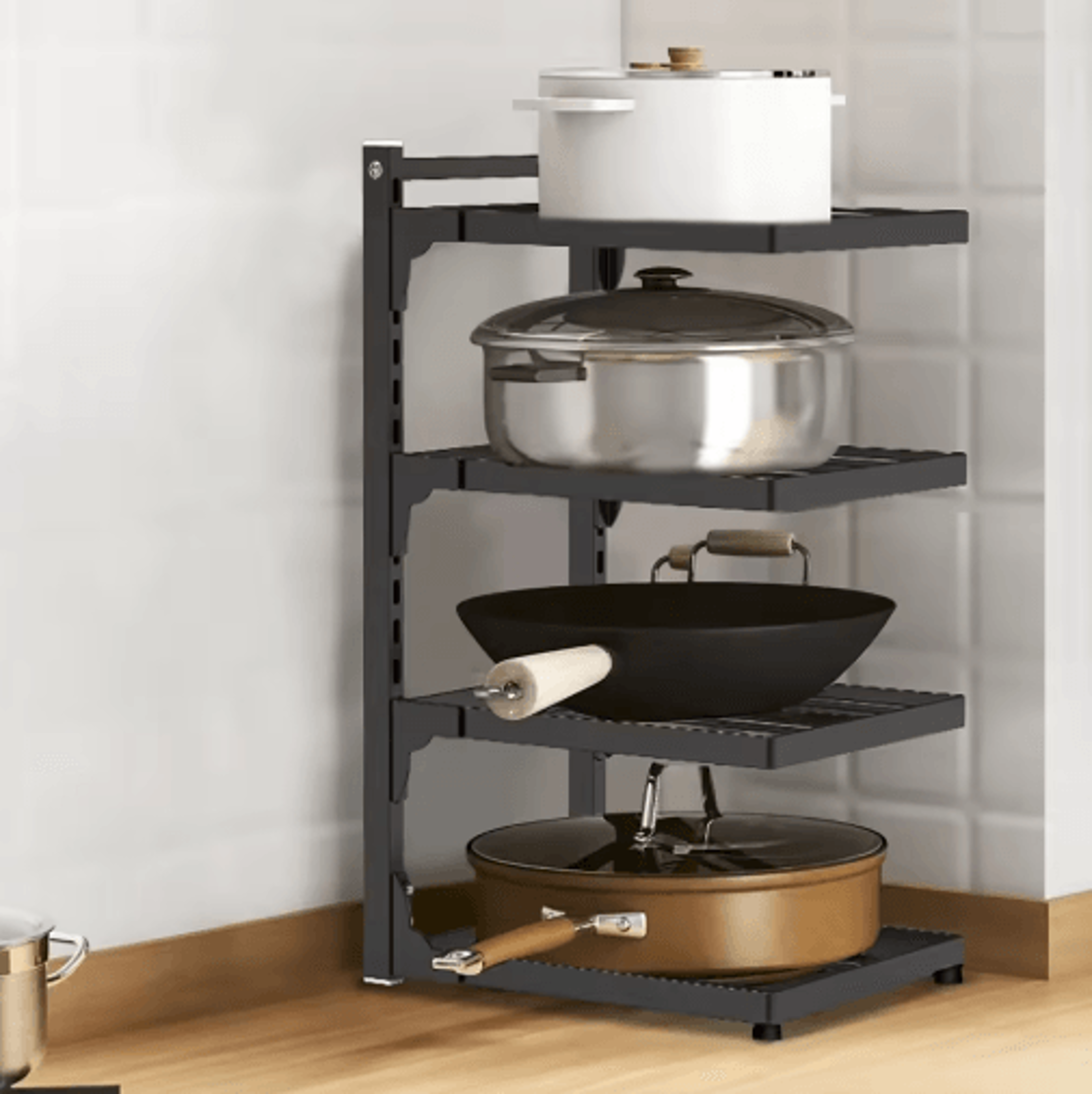 adjustable multi-tier kitchen shelf – space-saving pot rack organizer