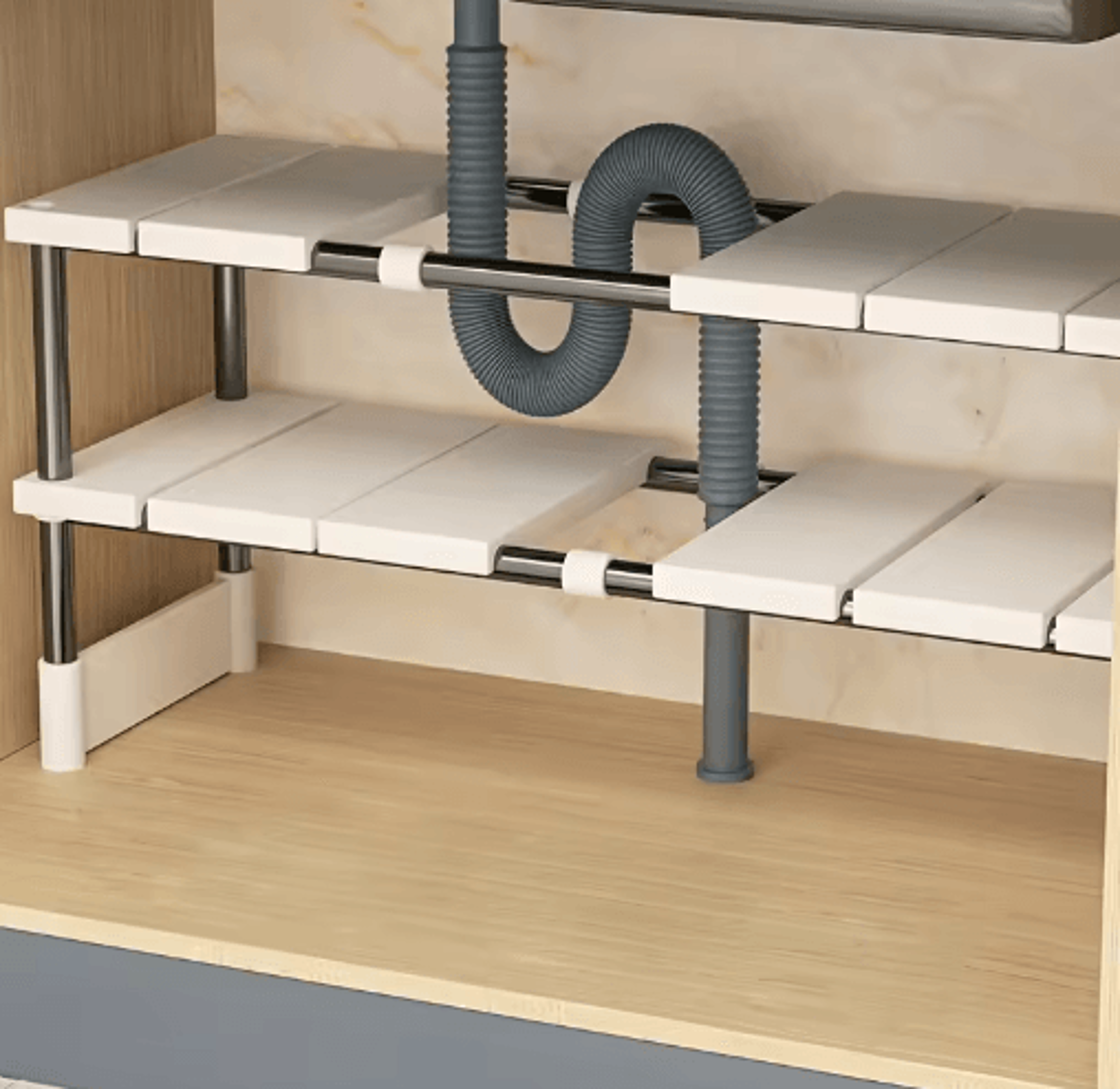 adjustable under sink storage rack – expandable multi-layer kitchen organizer