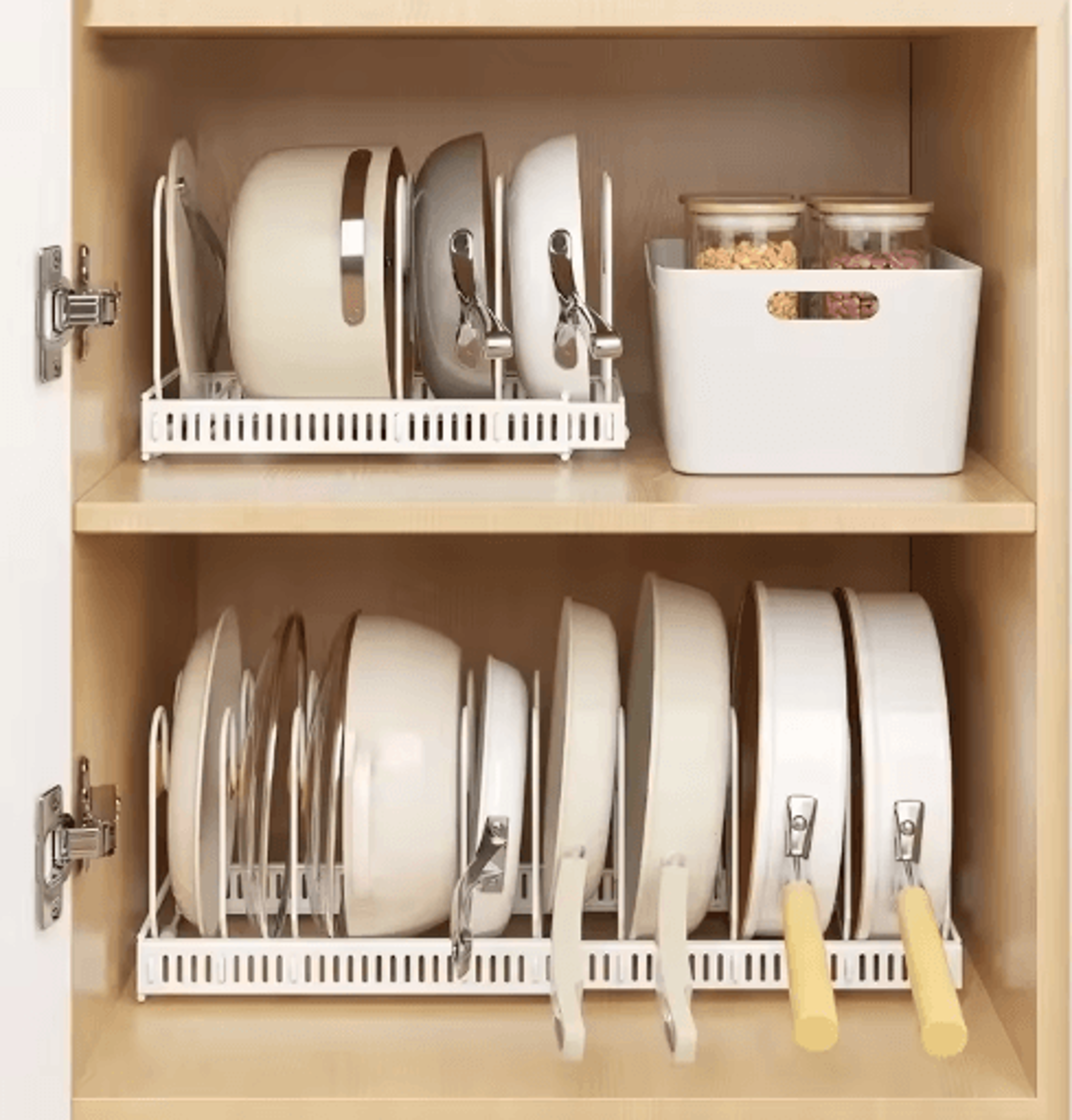 adjustable multi layer pot & dish rack retractable carbon steel kitchen organizer
