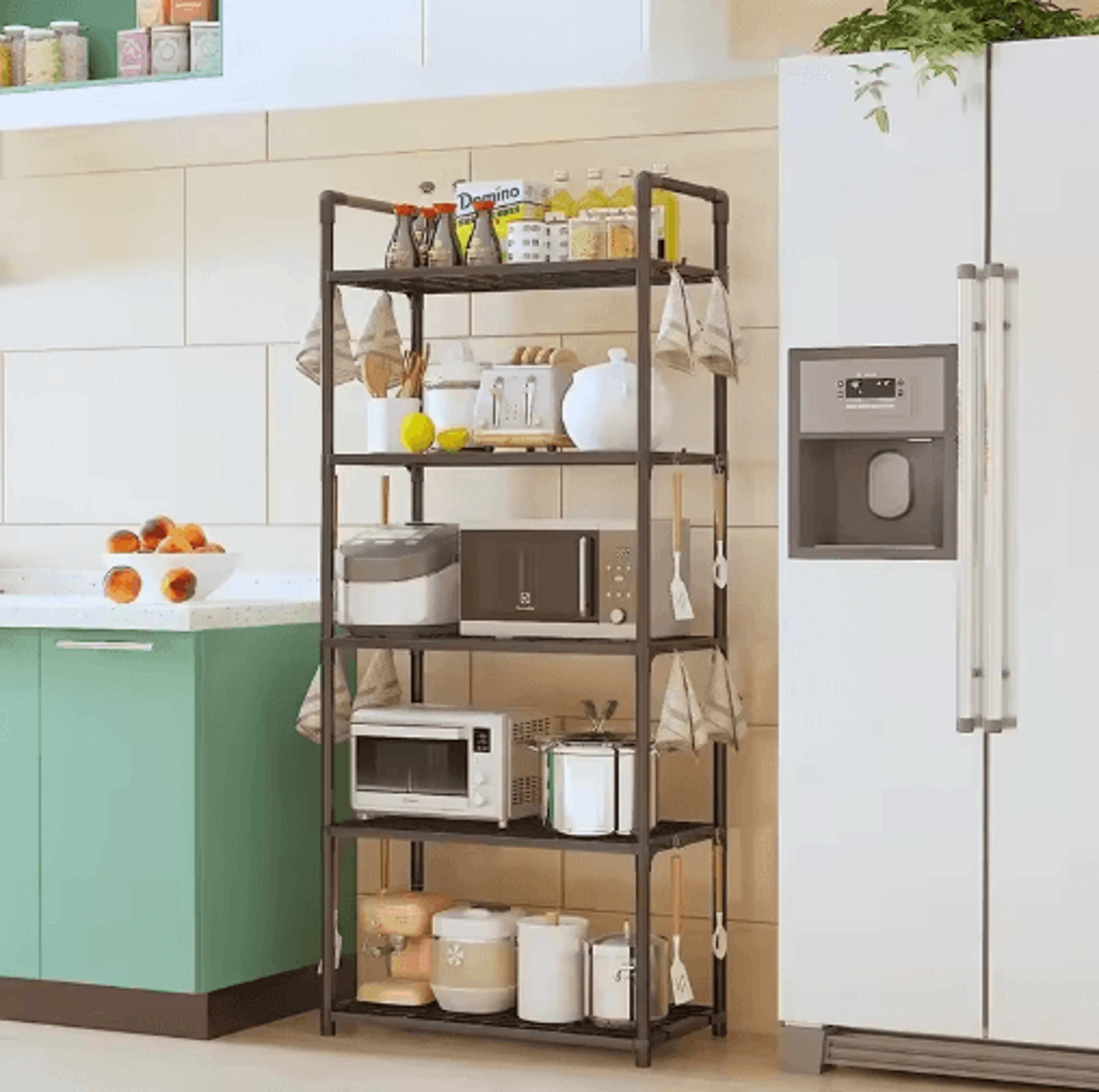multilayer kitchen storage shelf & microwave oven rack space saver
