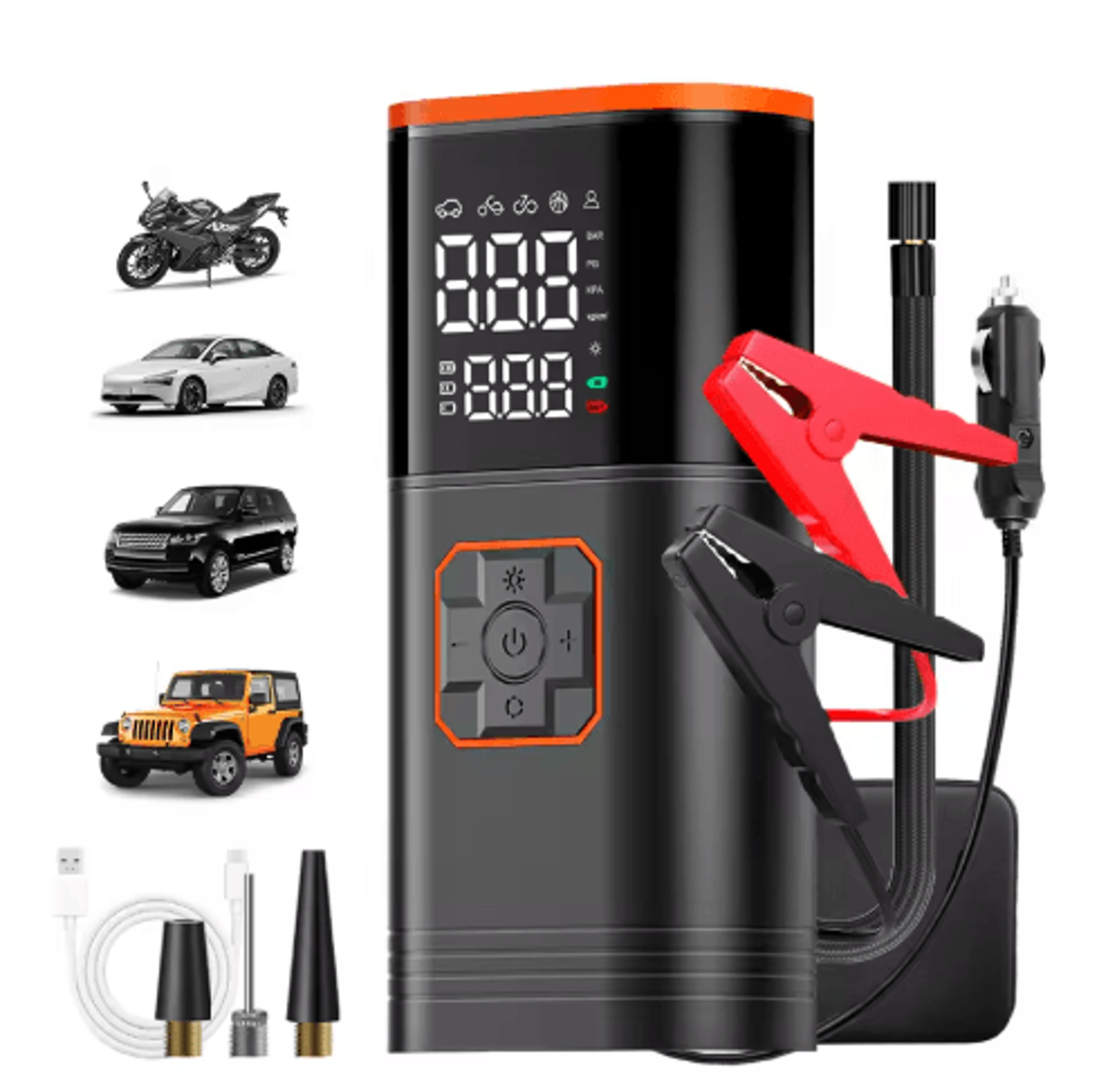 portable tire inflator compressor – electric car air pump with fast inflation