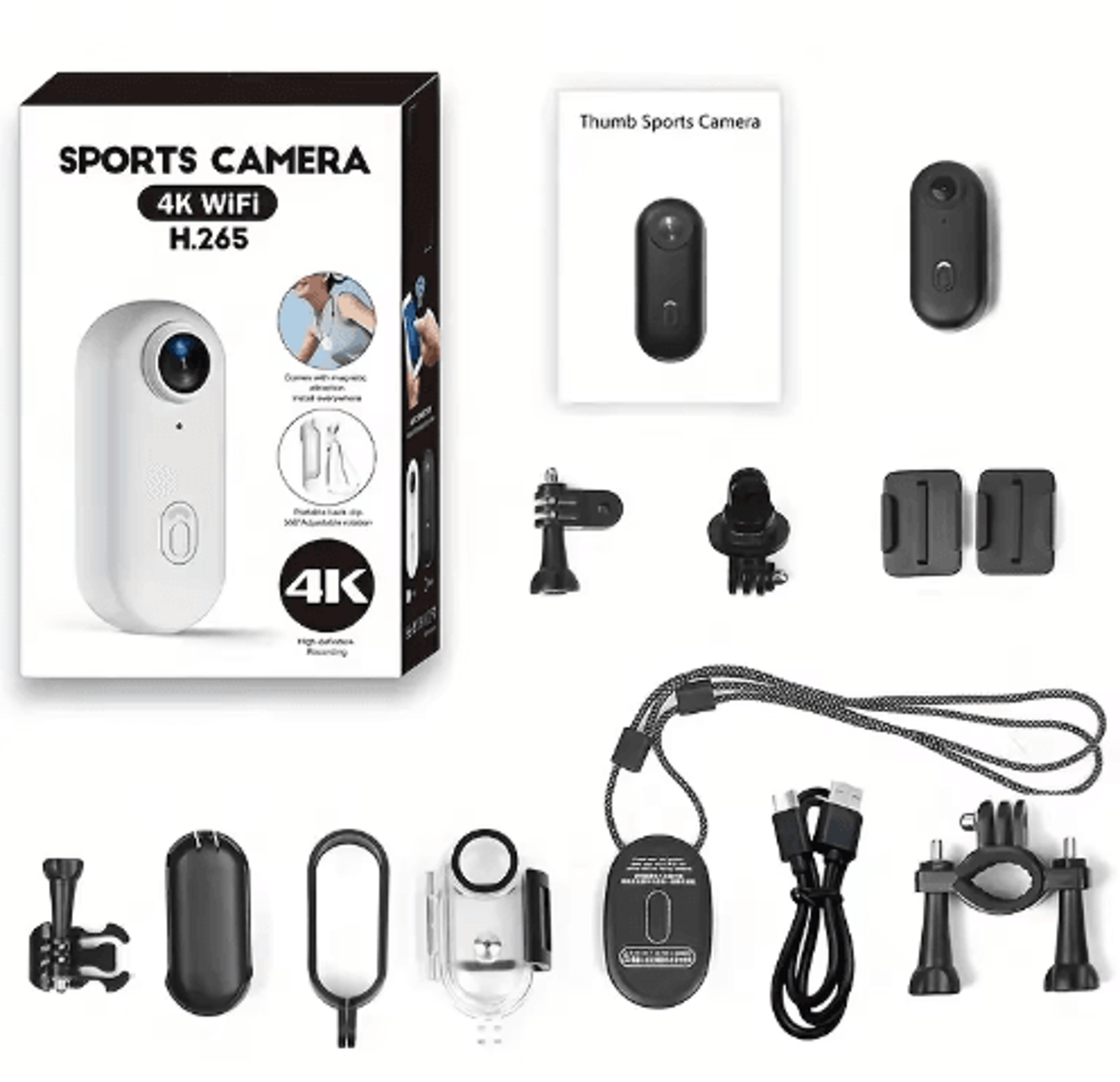 4k thumb action camera – mini wearable sports camera with stabilization & rechargeable battery