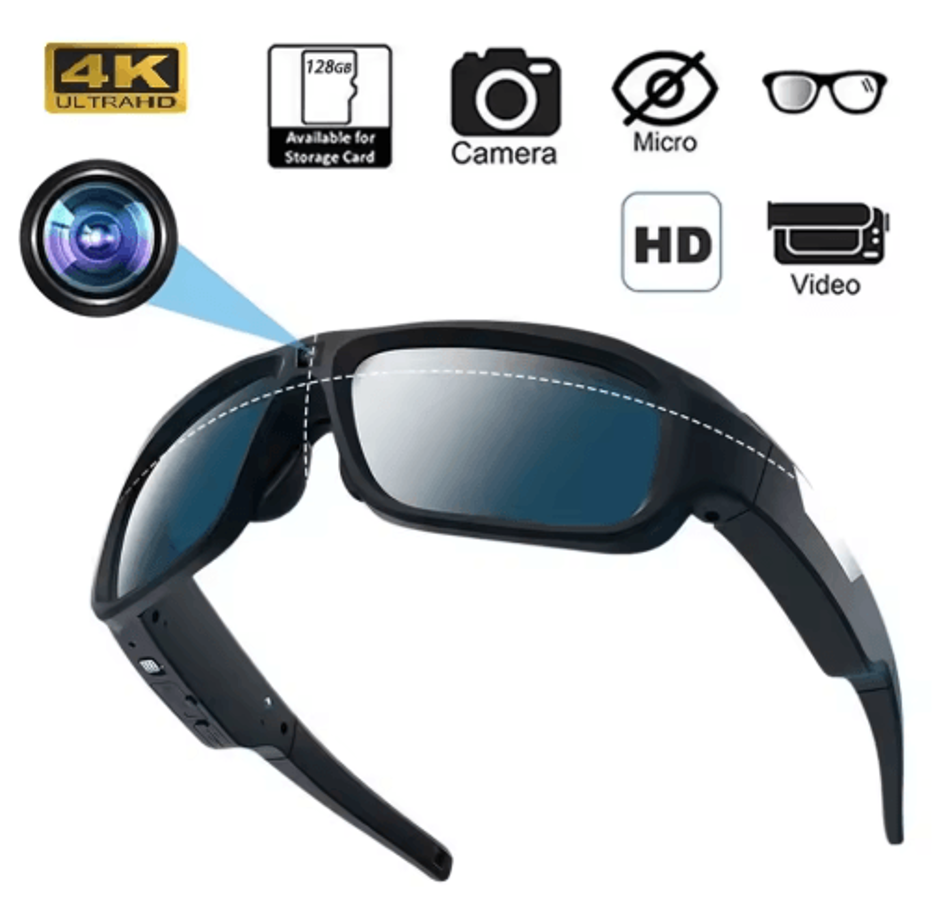4k ultra-clear camera glasses – wearable video recording sunglasses for sports & outdoor use