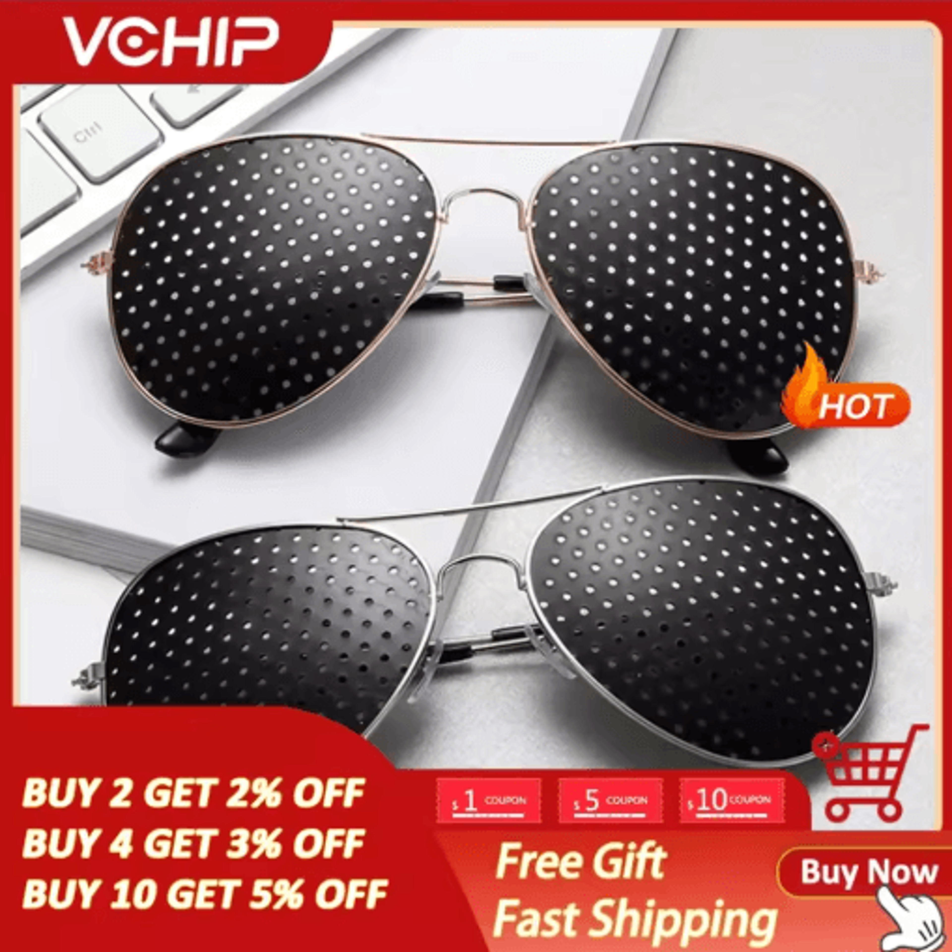 fashion anti-fatigue pinhole glasses for vision support