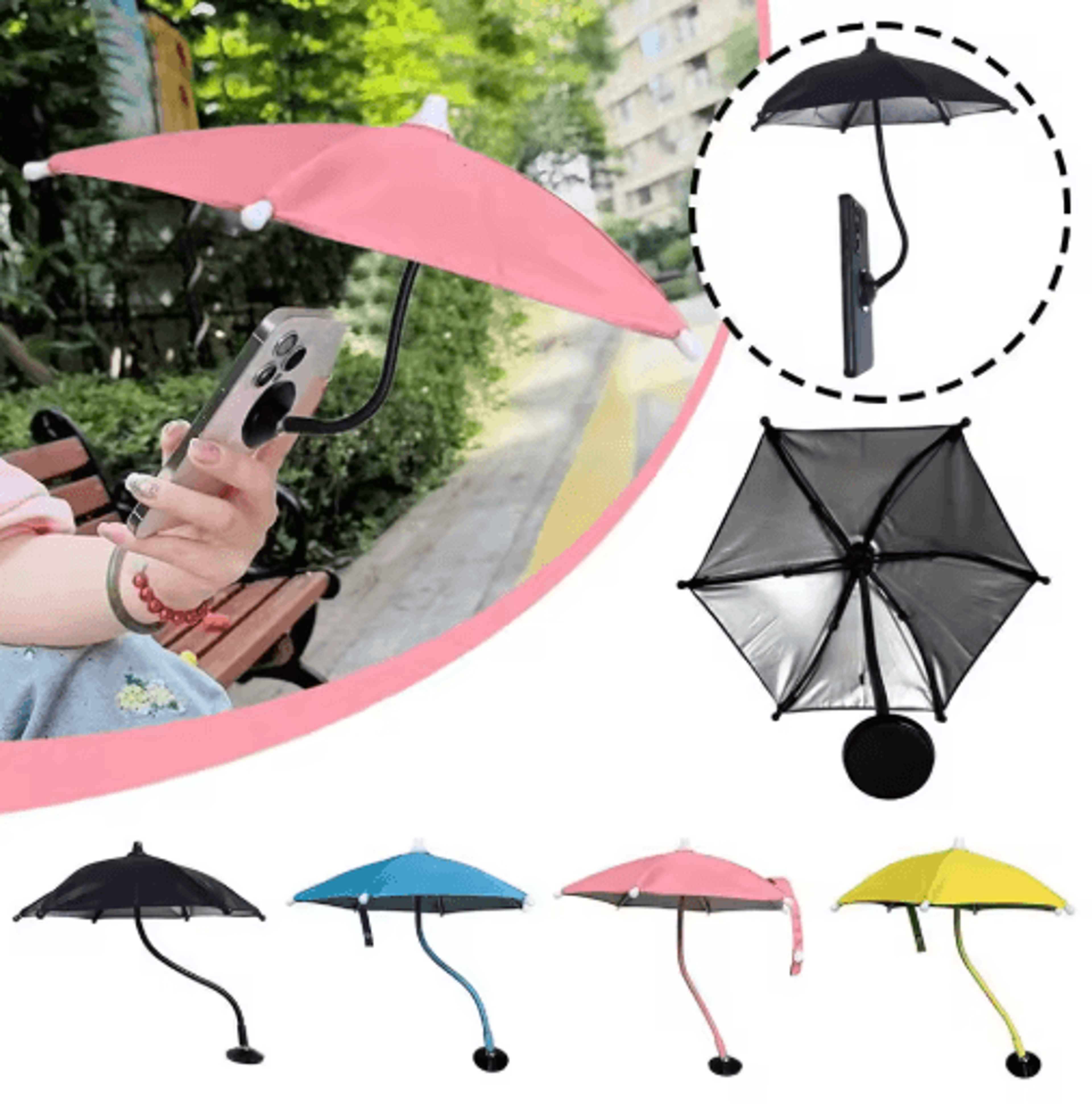 magnetic mini phone umbrella with 360° anti-glare sun shade