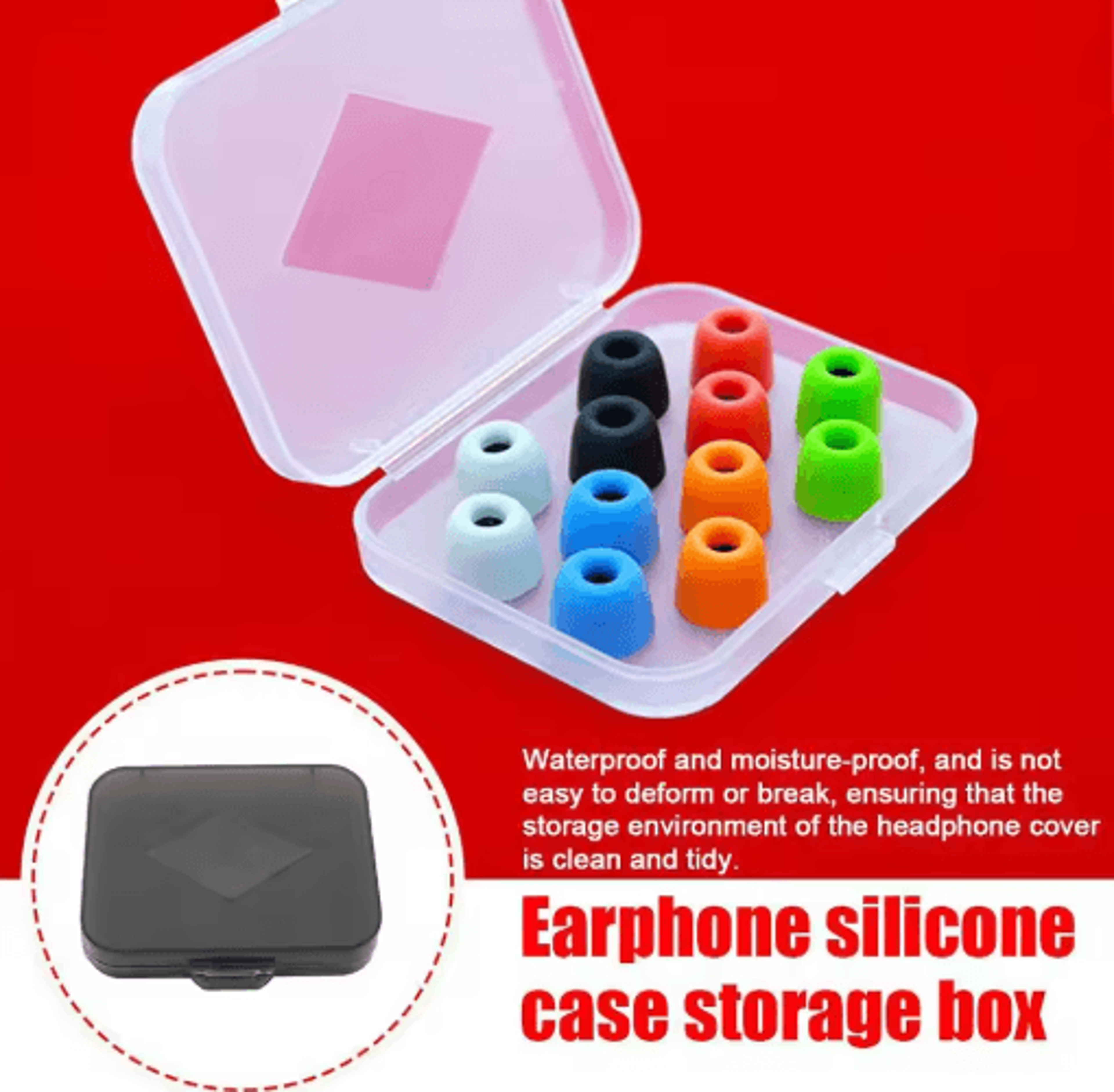 portable transparent eartip storage box for silicone & memory foam tips