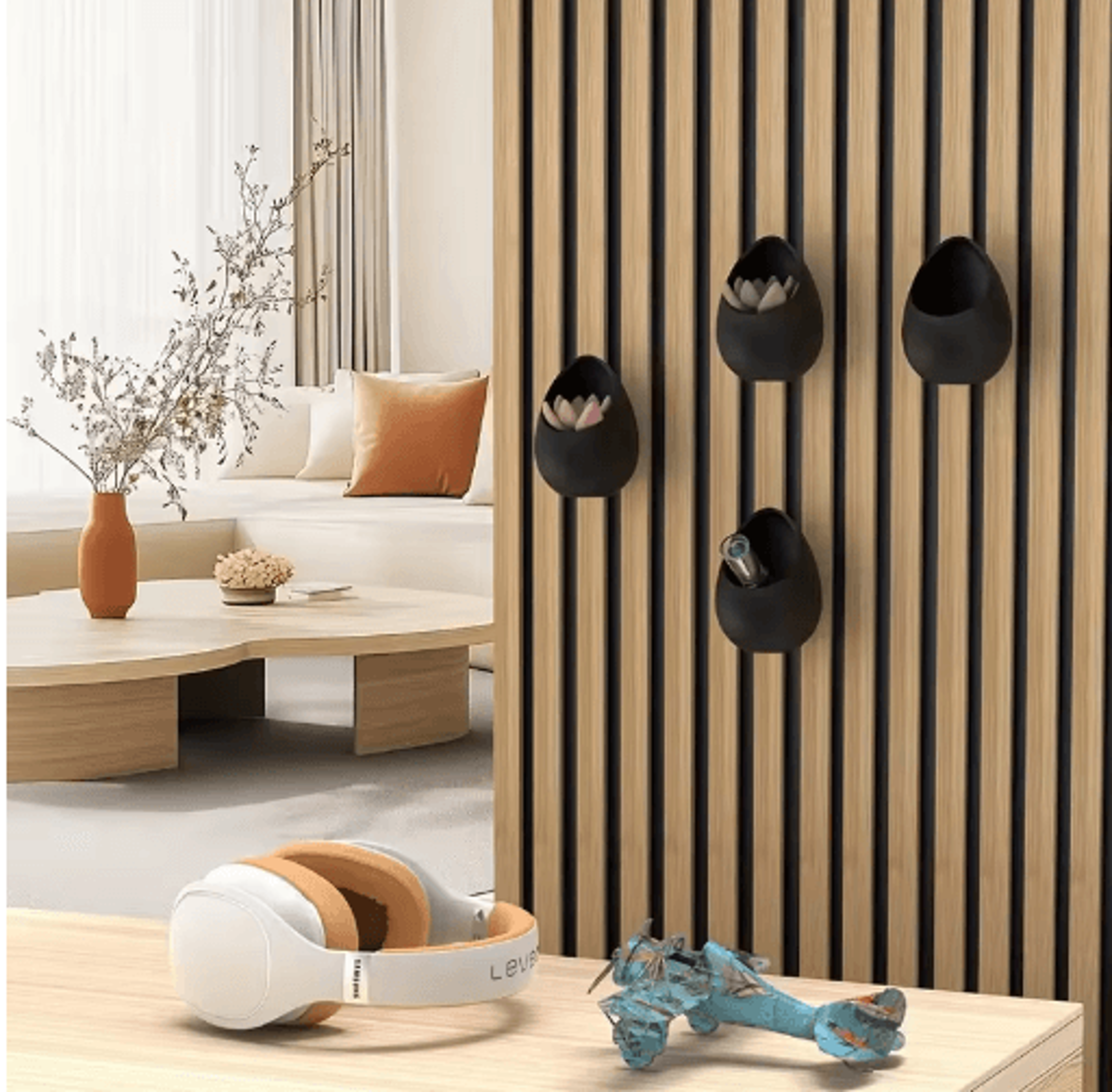 acoustic panel planting tray for stylish wall decor & storage