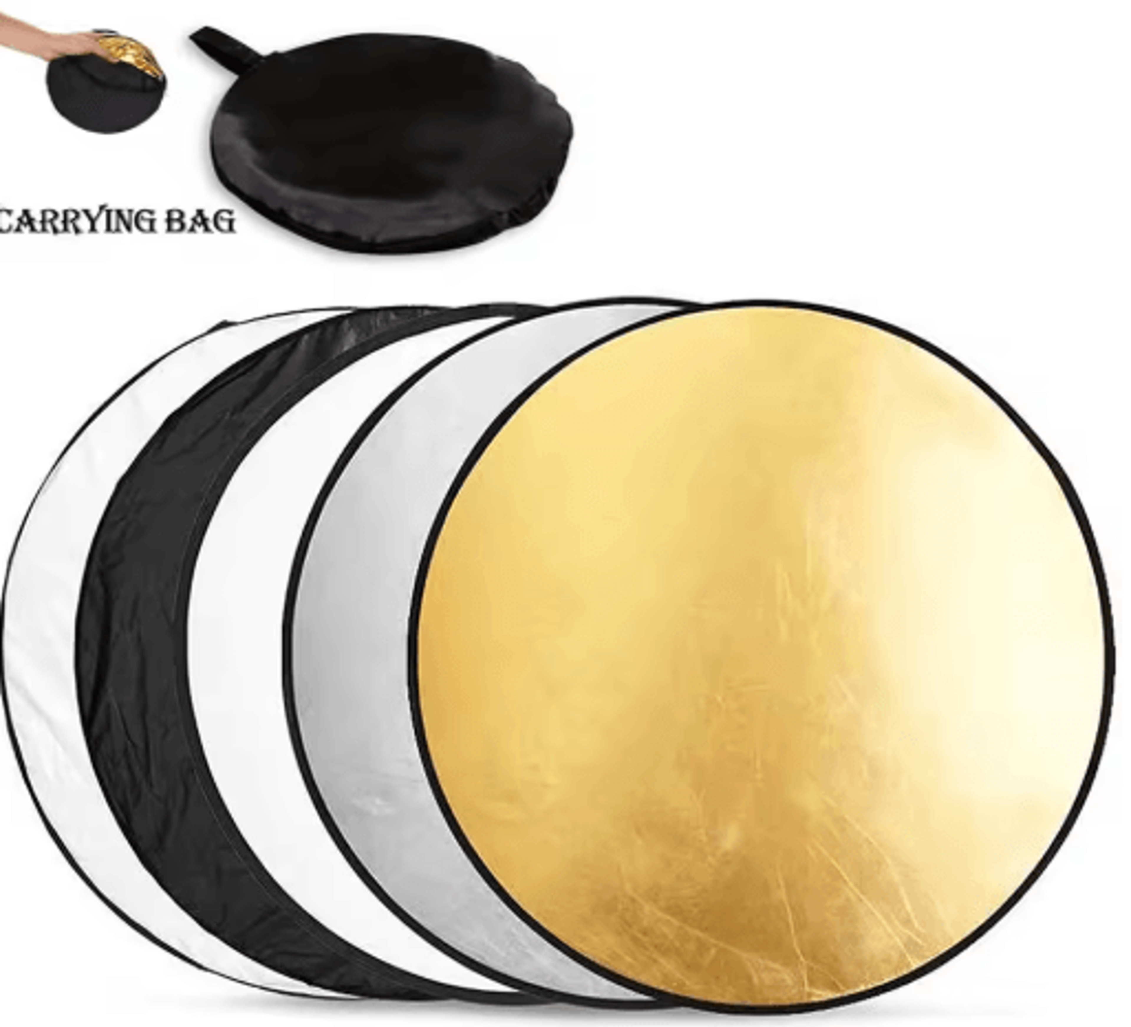 5-in-1 collapsible photography reflector for studio & outdoor lighting