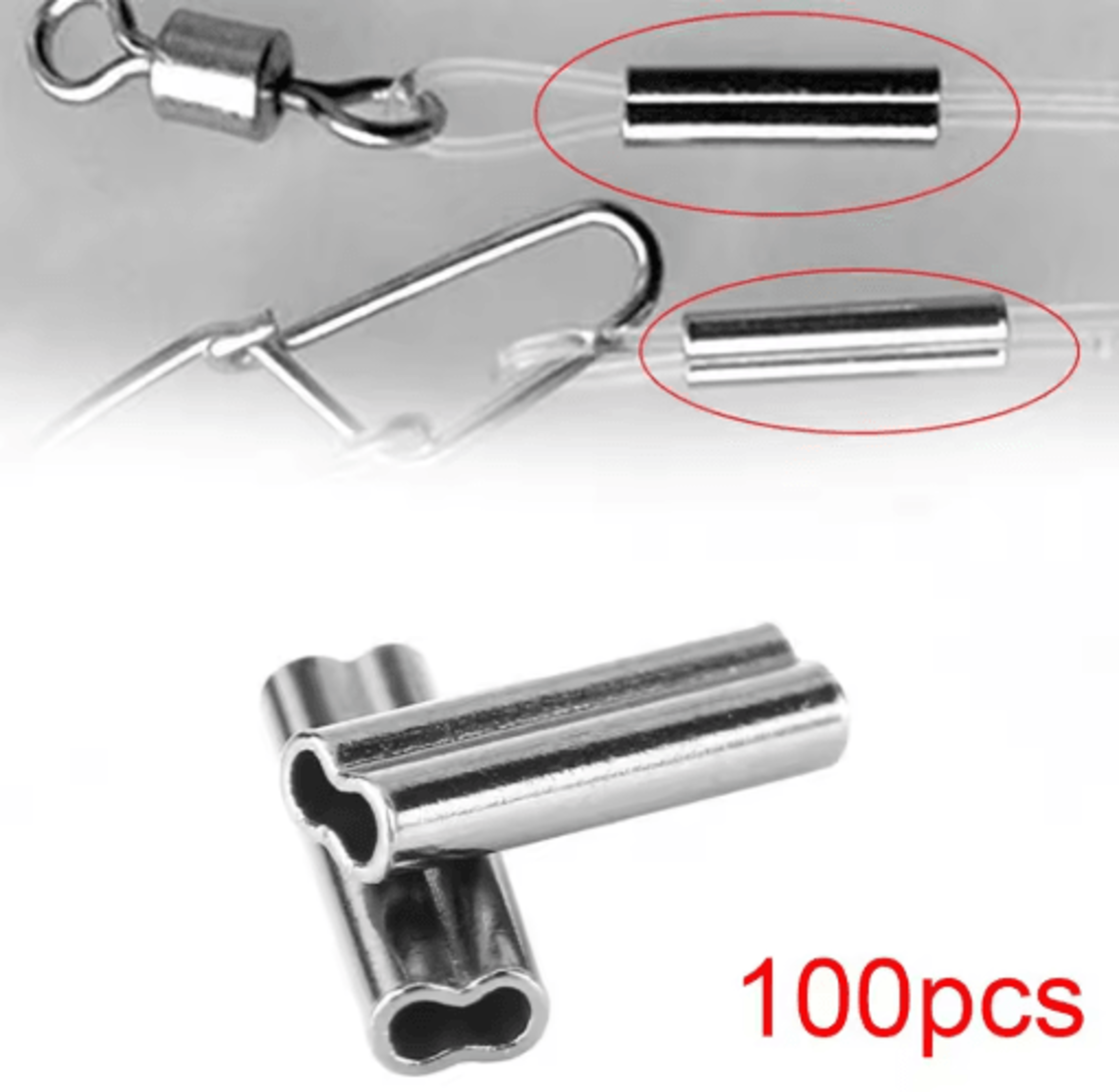 100pcs fishing crimping sleeves for strong & secure rig connections