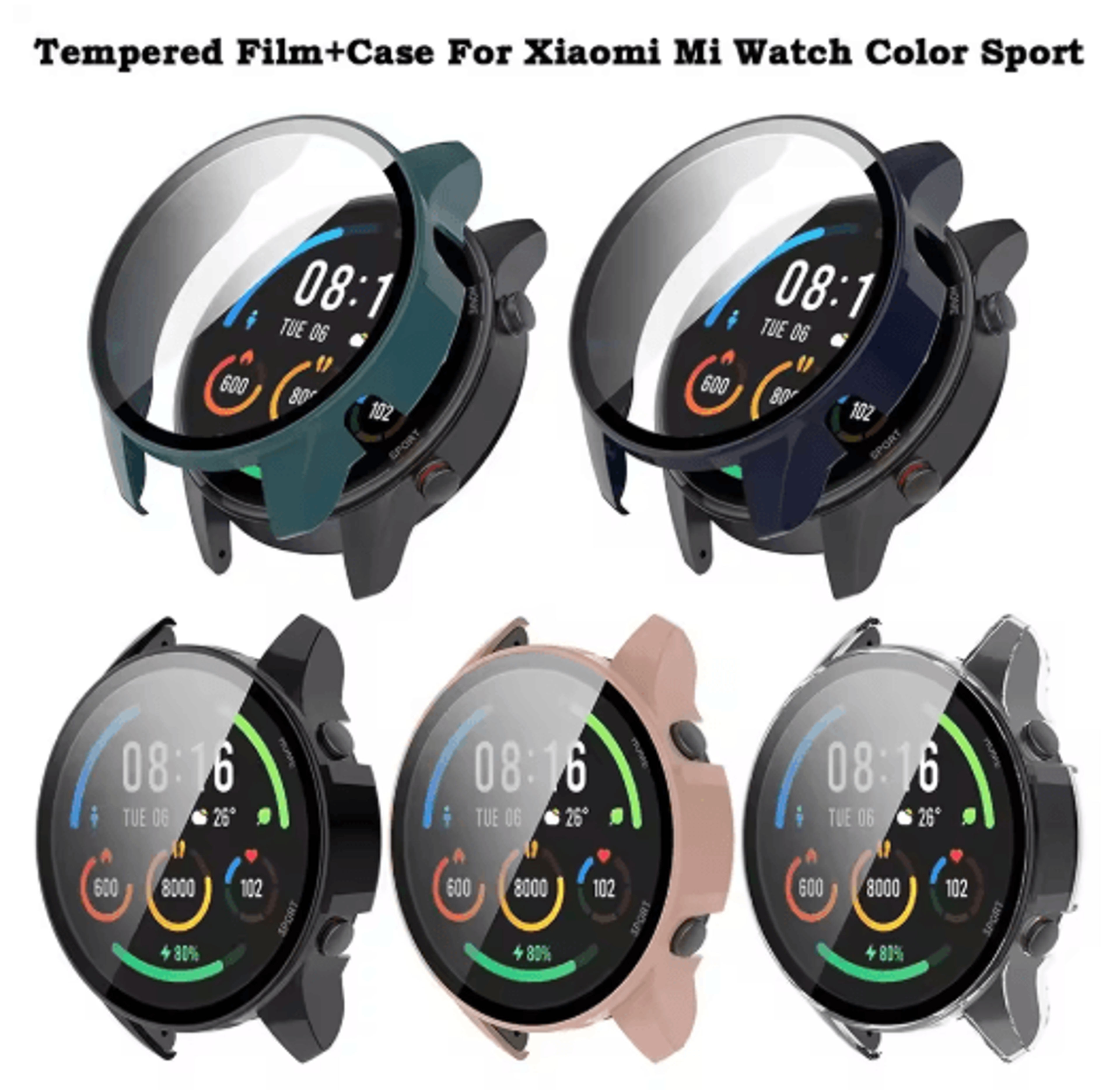 full protective case with tempered glass for xiaomi mi watch color & sport