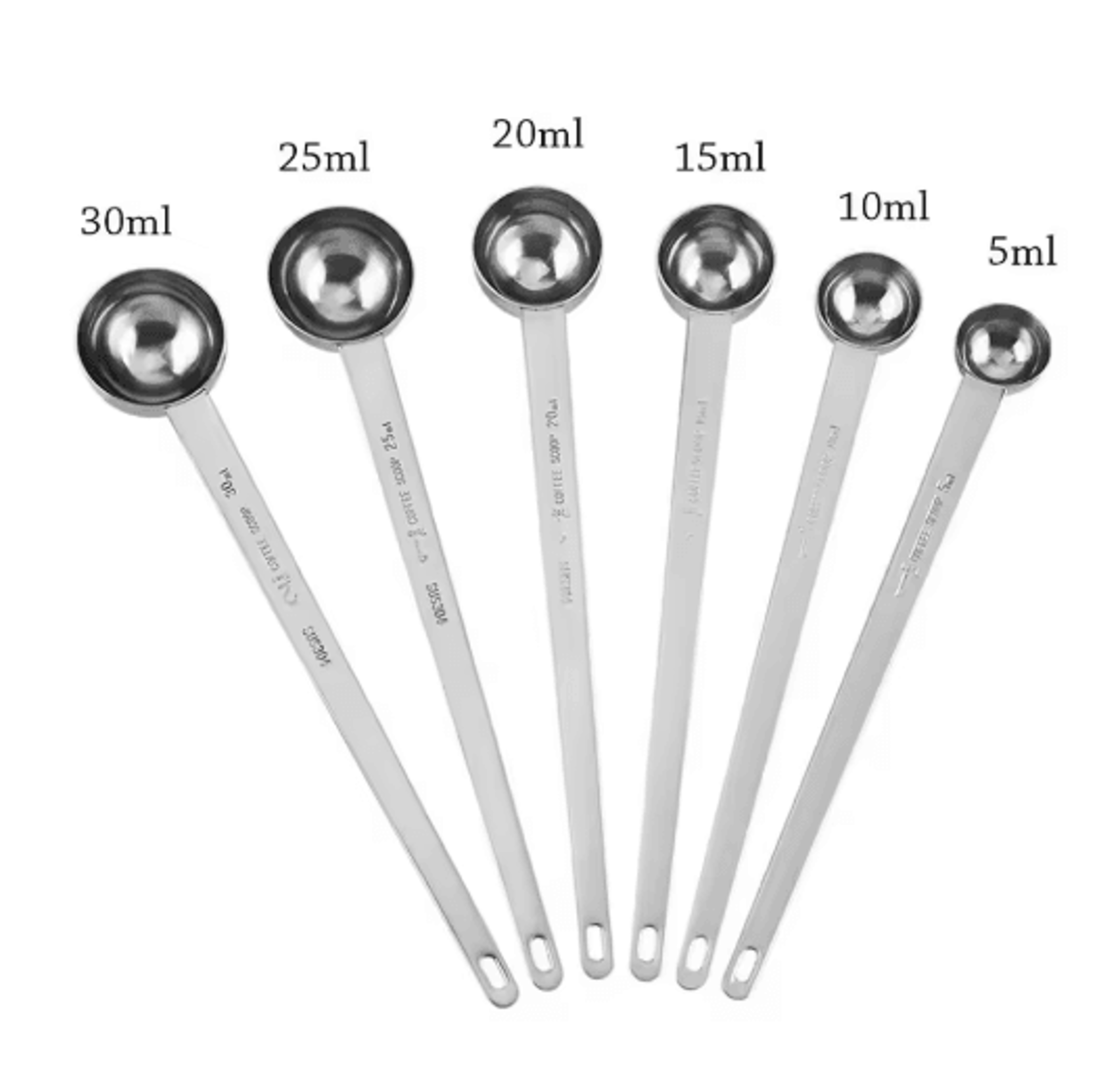 stainless steel measuring spoon set with long handle for coffee & bakin