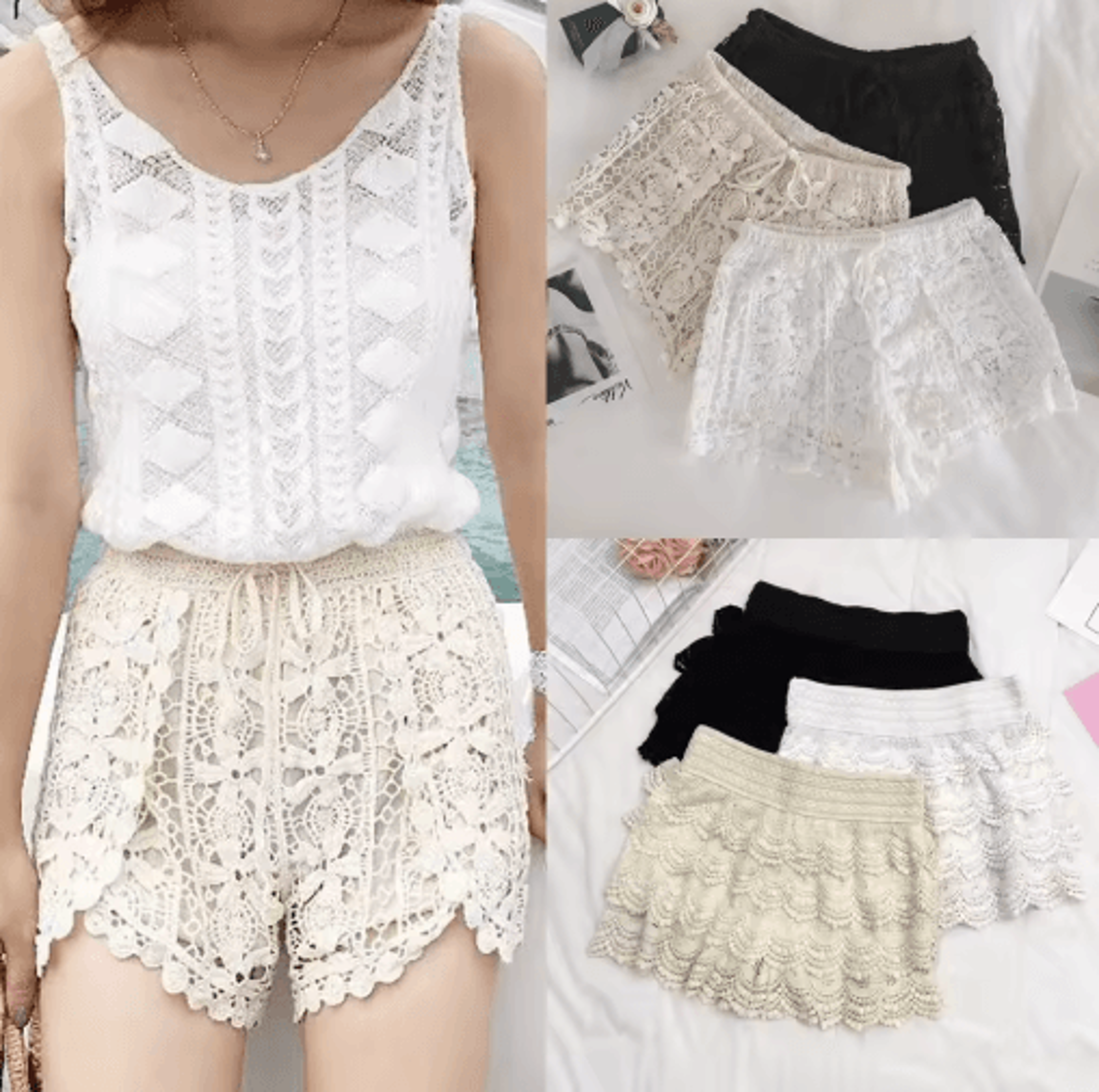 boho high waist crochet shorts for women summer beach style