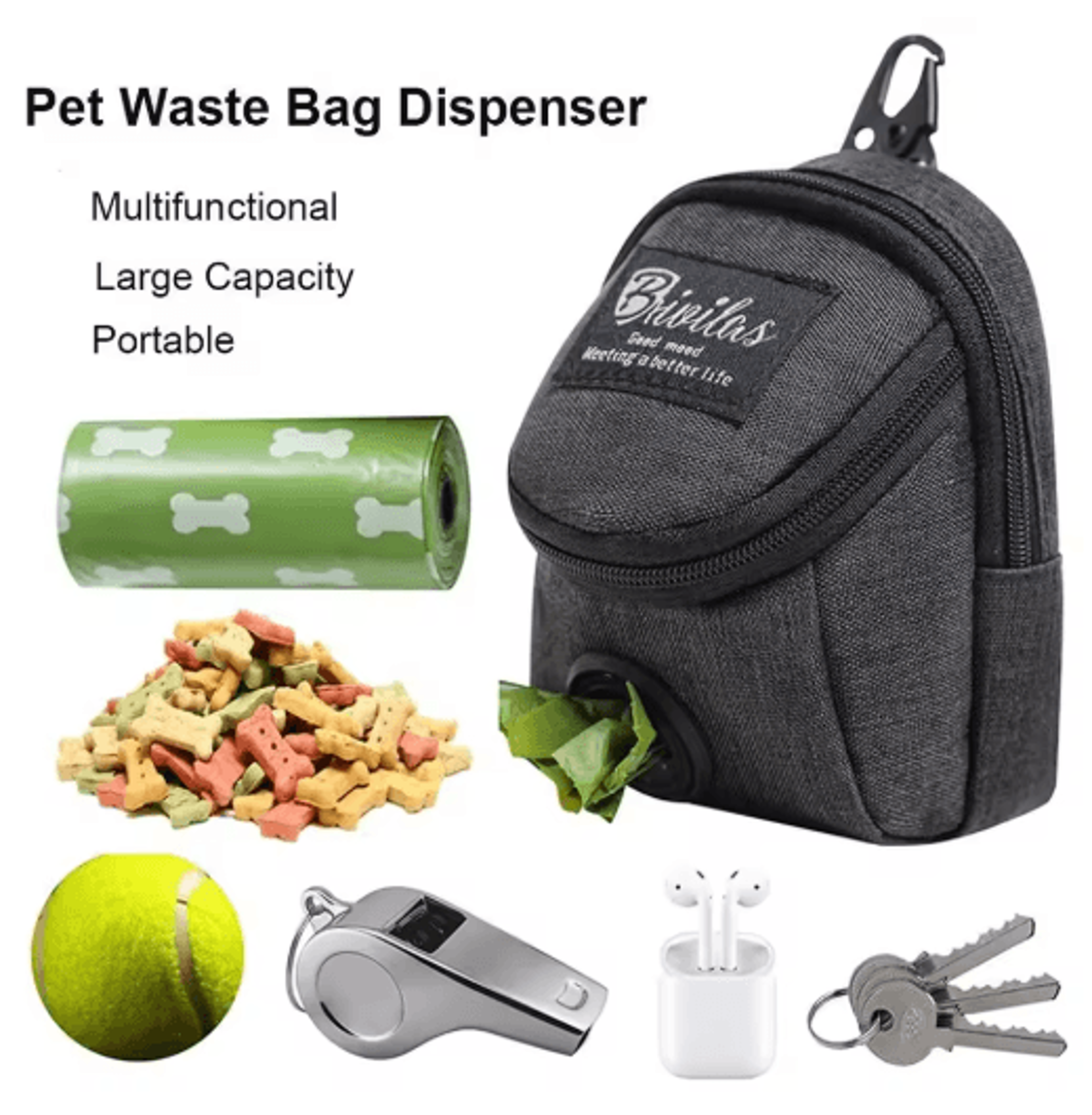 portable dog treat training pouch with poop bag dispenser
