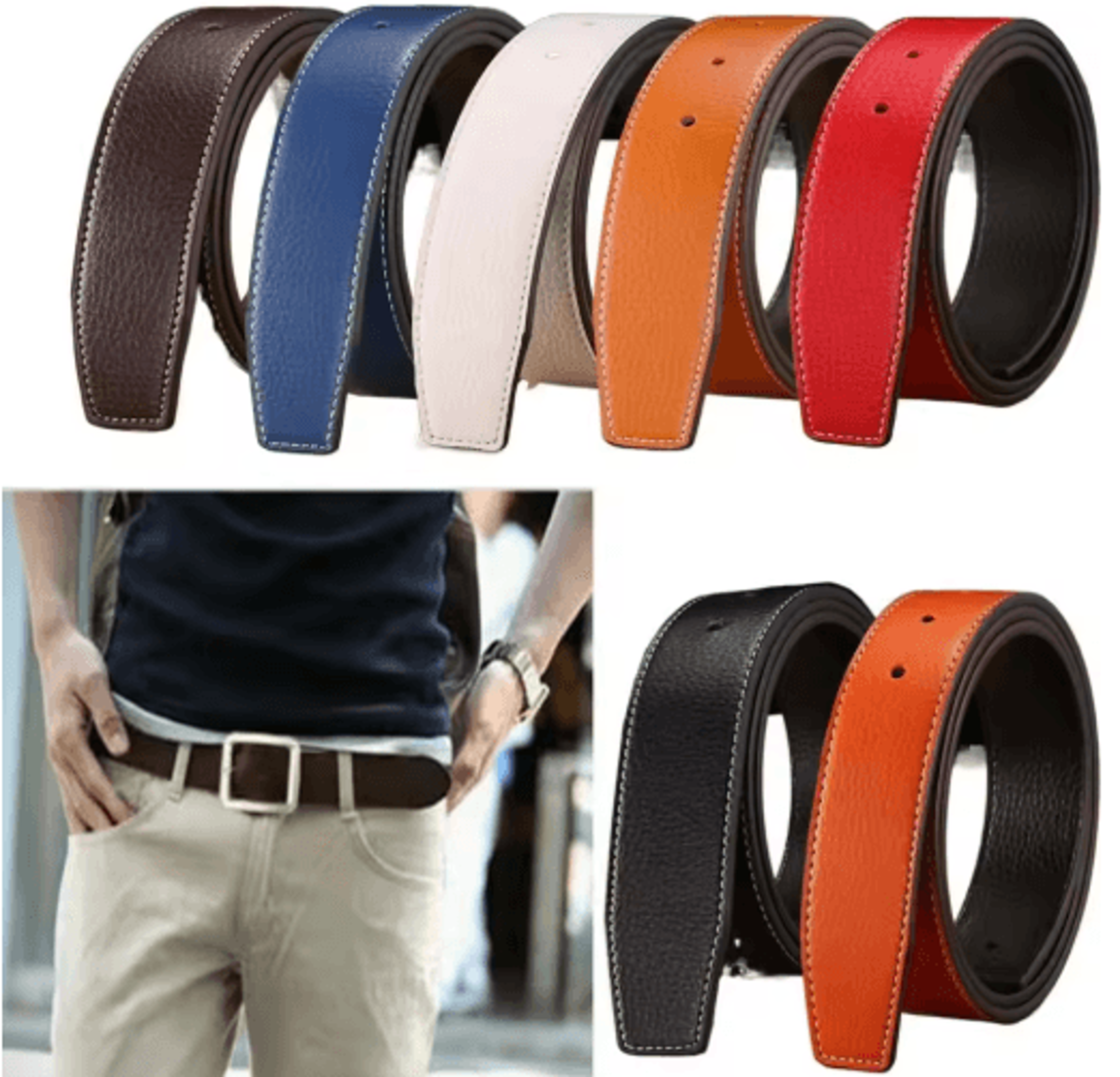 luxury genuine leather belt strap for jeans & trousers