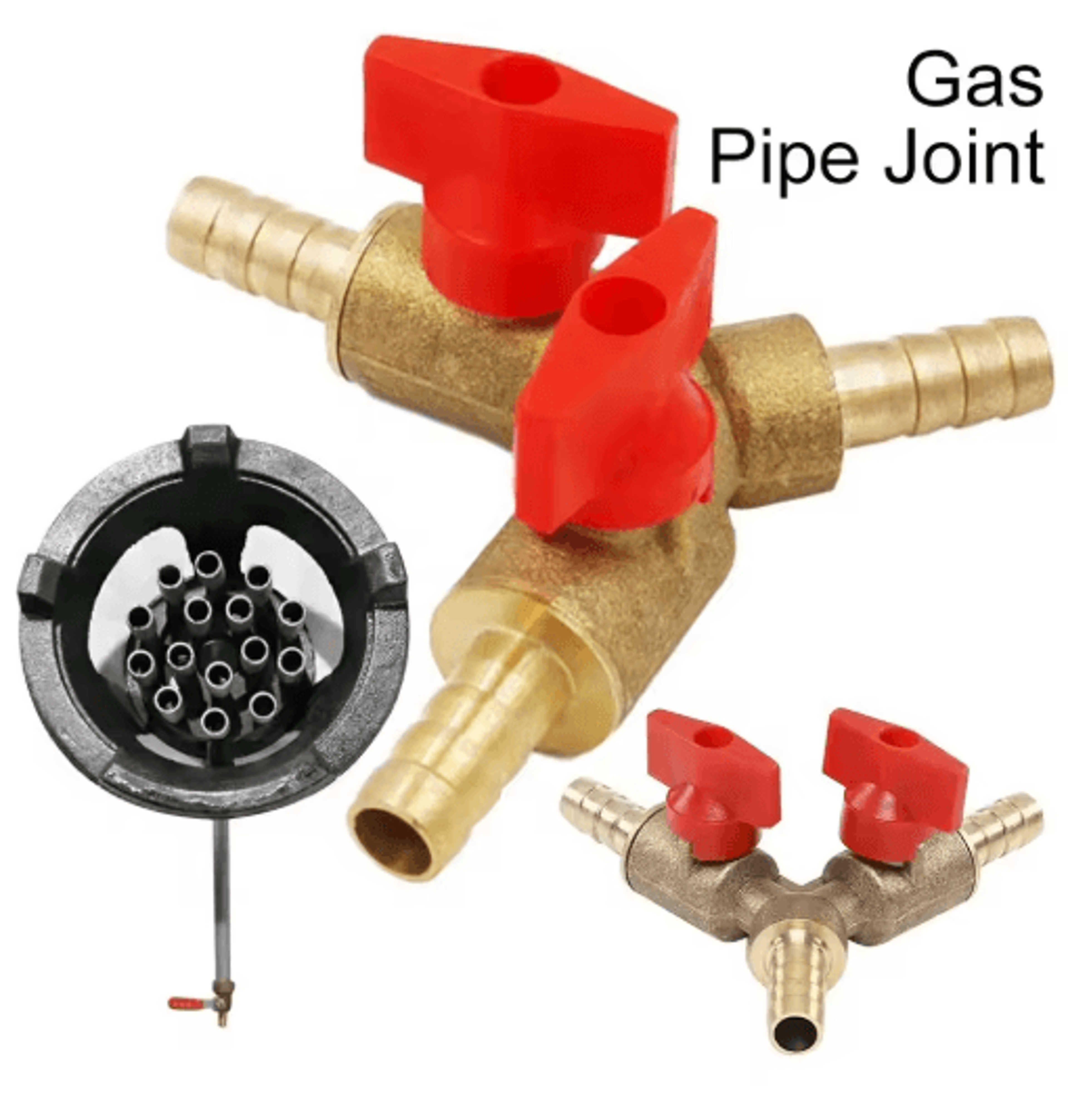 3-way brass ball valve hose barb connector for fuel, water & air lines