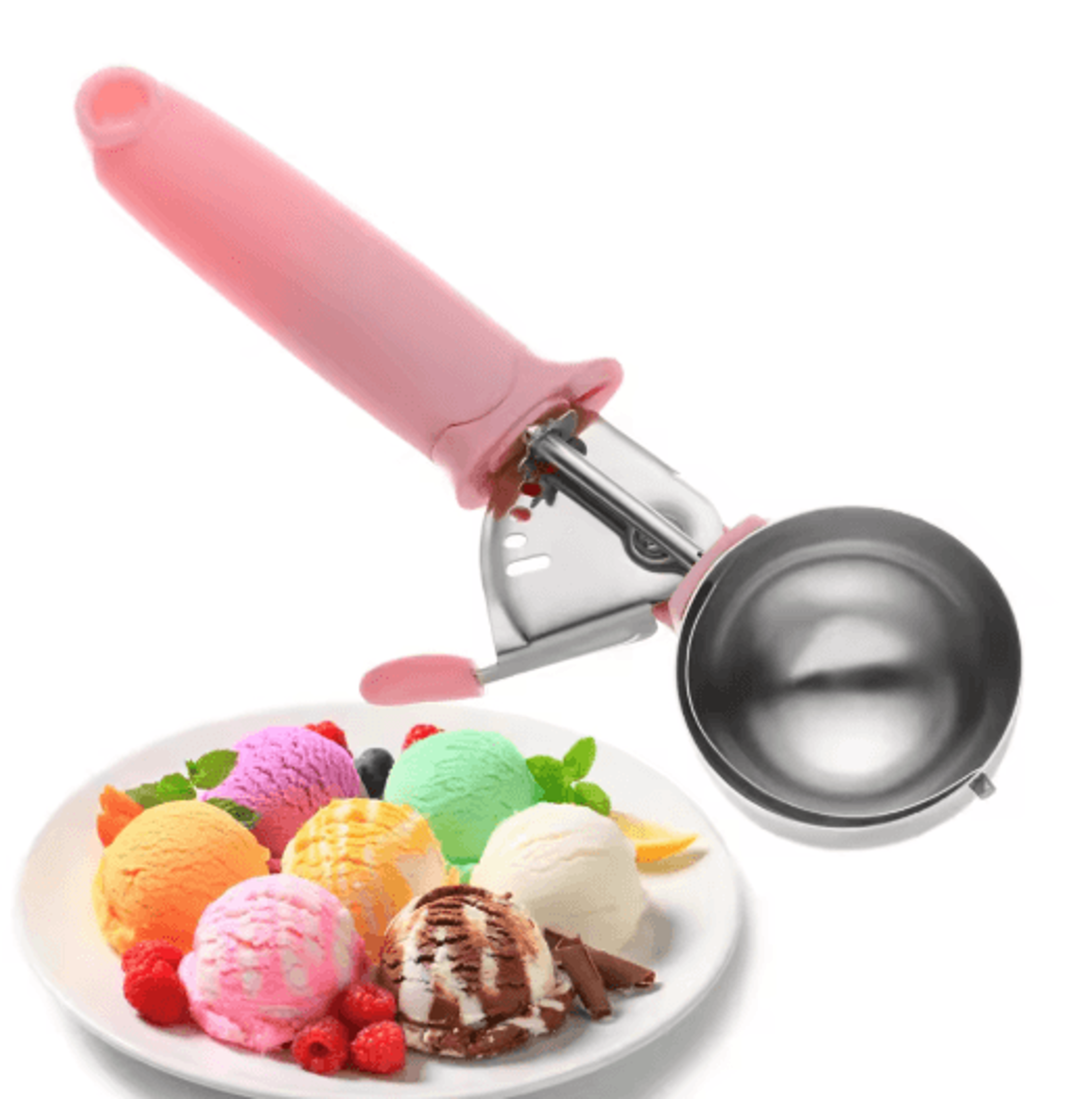 stainless steel ice cream scoop & fruit baller for desserts and melon serving