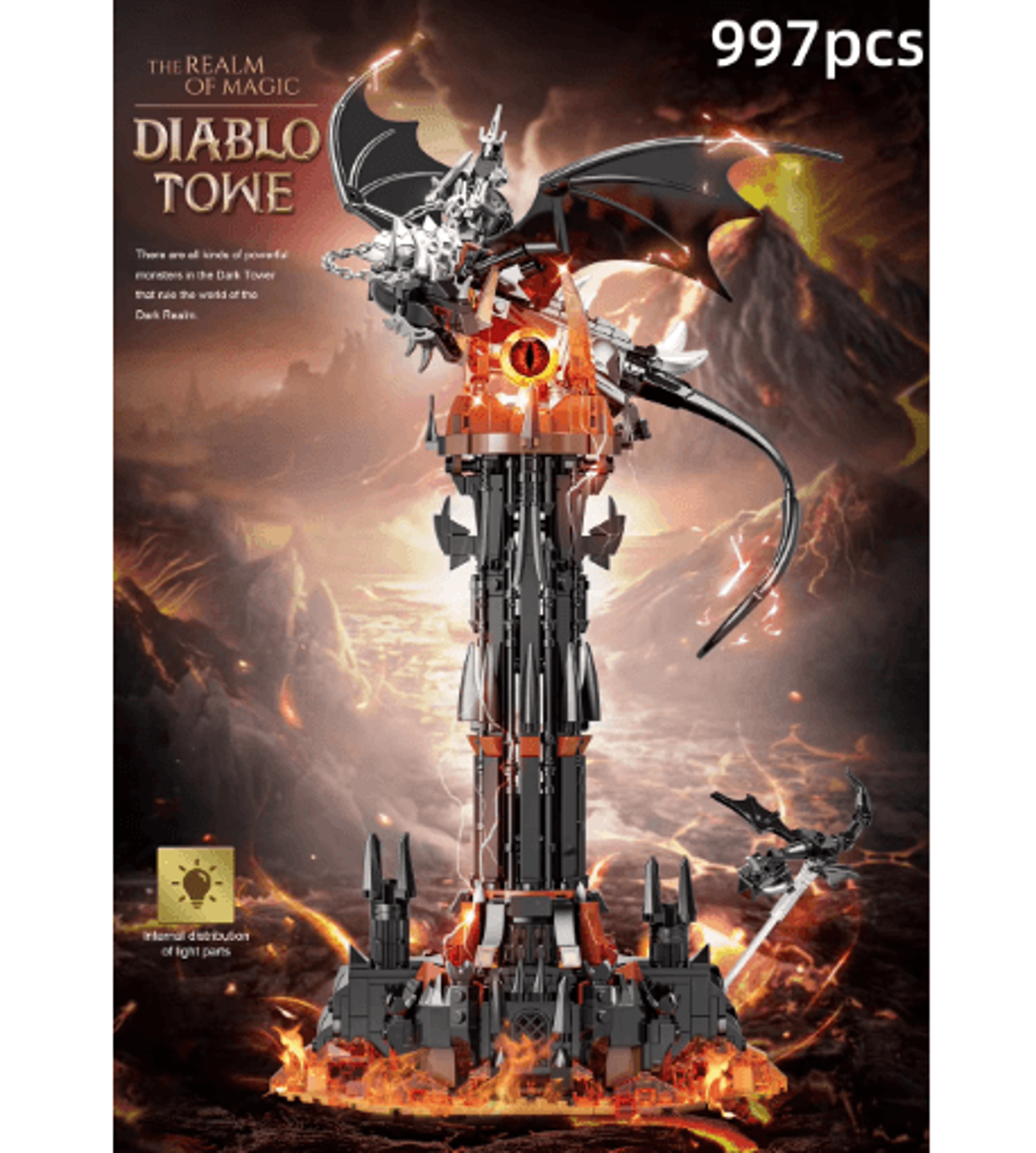 fantasy fortress & fell beast building block set for creative adventure play