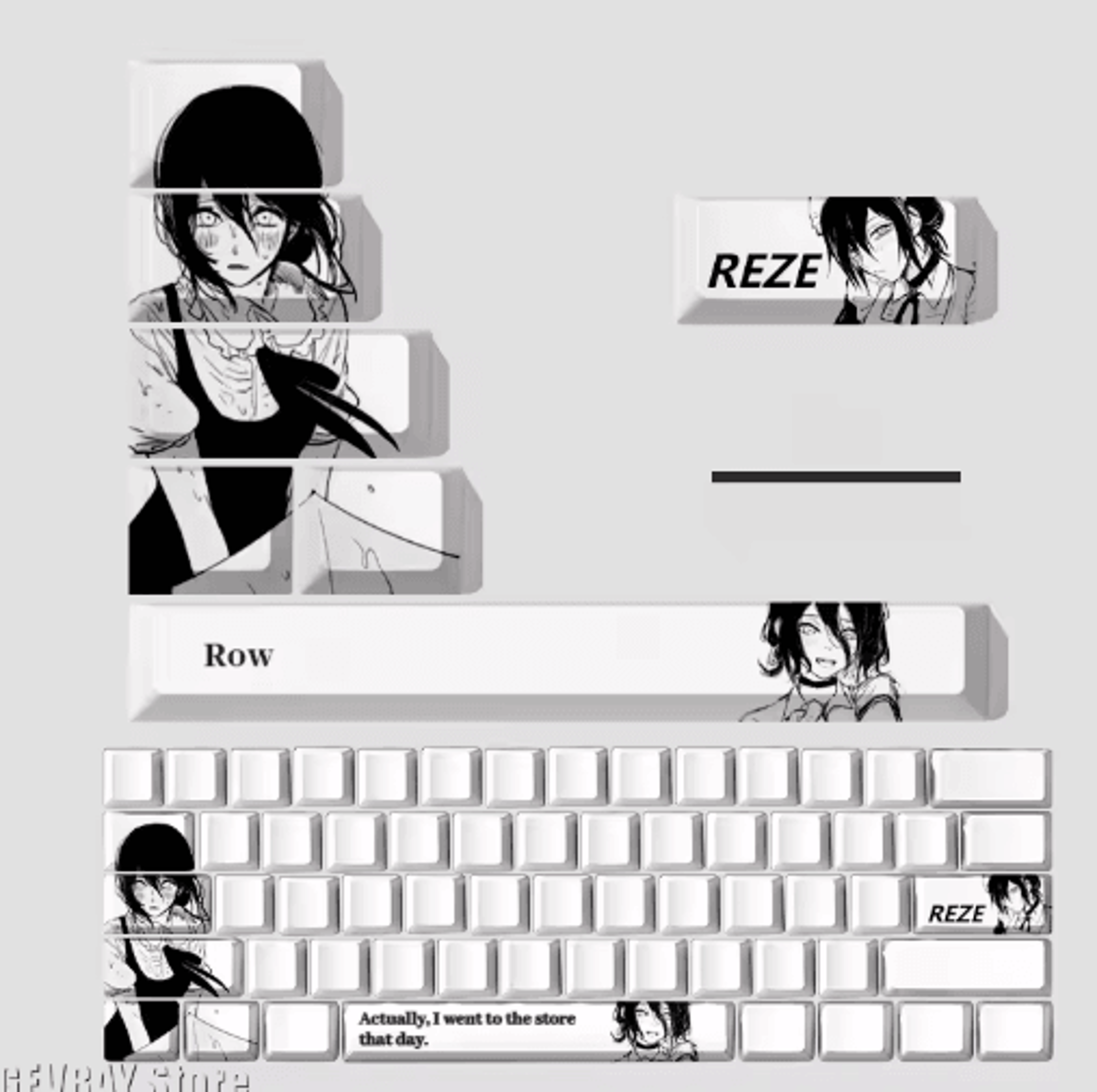 reze anime keycaps set – pbt cherry profile mechanical keyboard keycaps