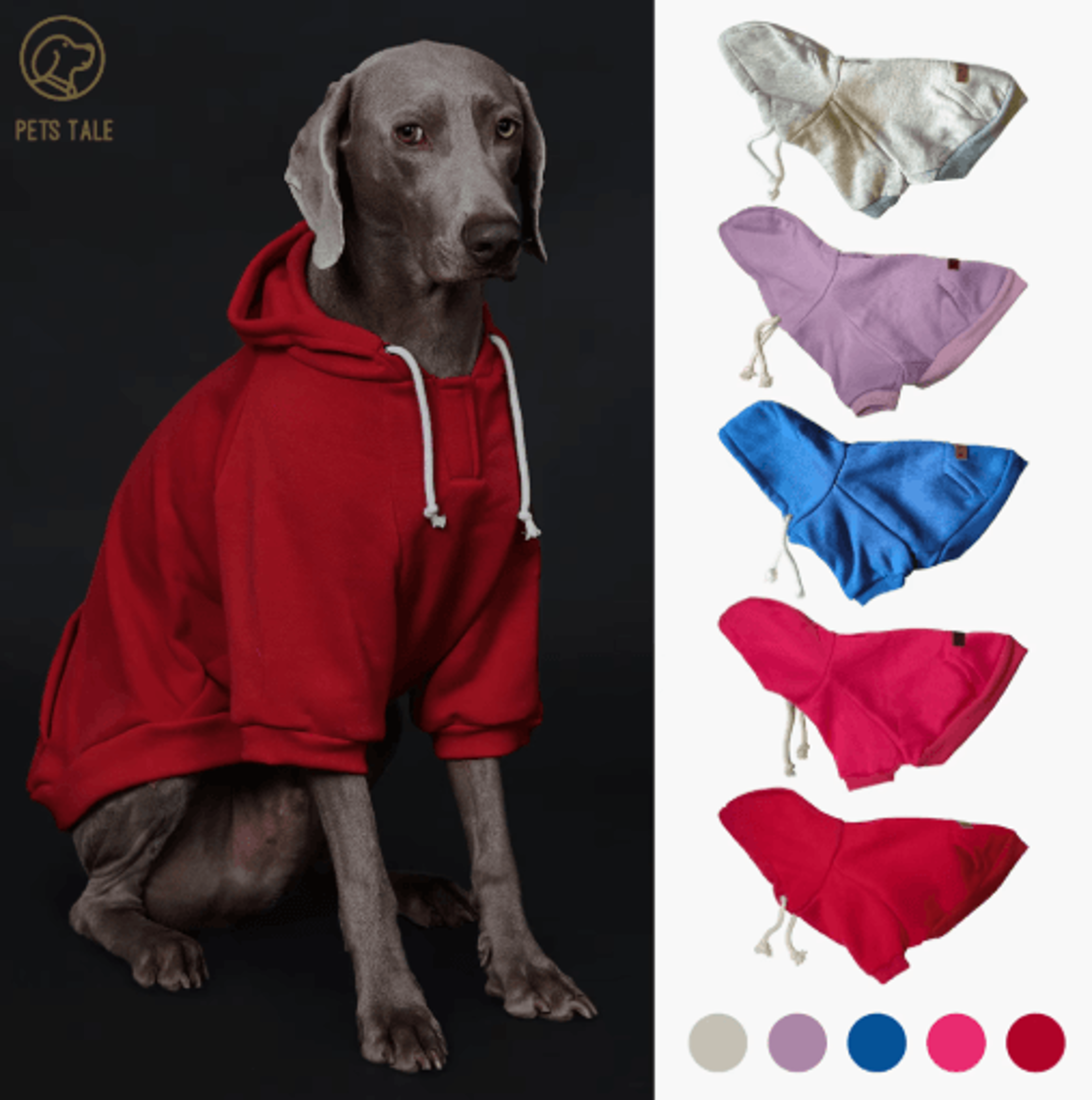 solid color dog hoodie with pocket soft pet sweatshirt with adjustable collar